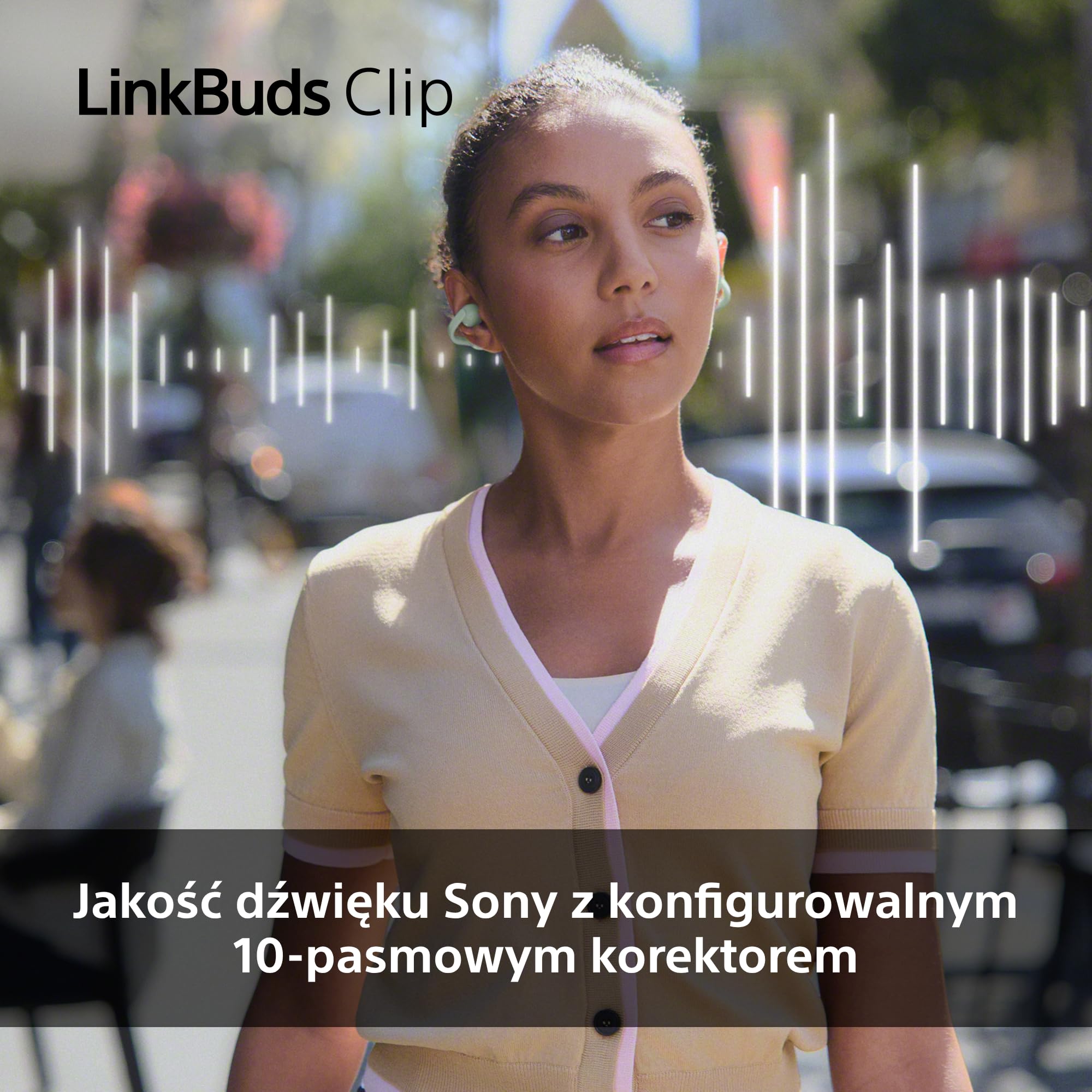 Sony LinkBuds Clip otwarte słuchawki z klipsem, 3 tryby słuchania i bogate brzmienie, IPX4, wyraźne rozmowy, do 37 h na baterii, asystent AI, sterowanie dotykiem, iOS i Android – Lawendowe