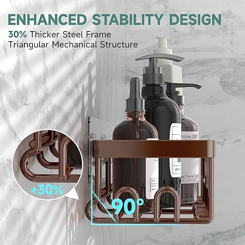 Miniatura 2 de Veken Paquete de 6 organizadores de ducha, sin taladrar y a prueba de óxido, estantes adhesivos impermeables con soporte para jabón, organizadores