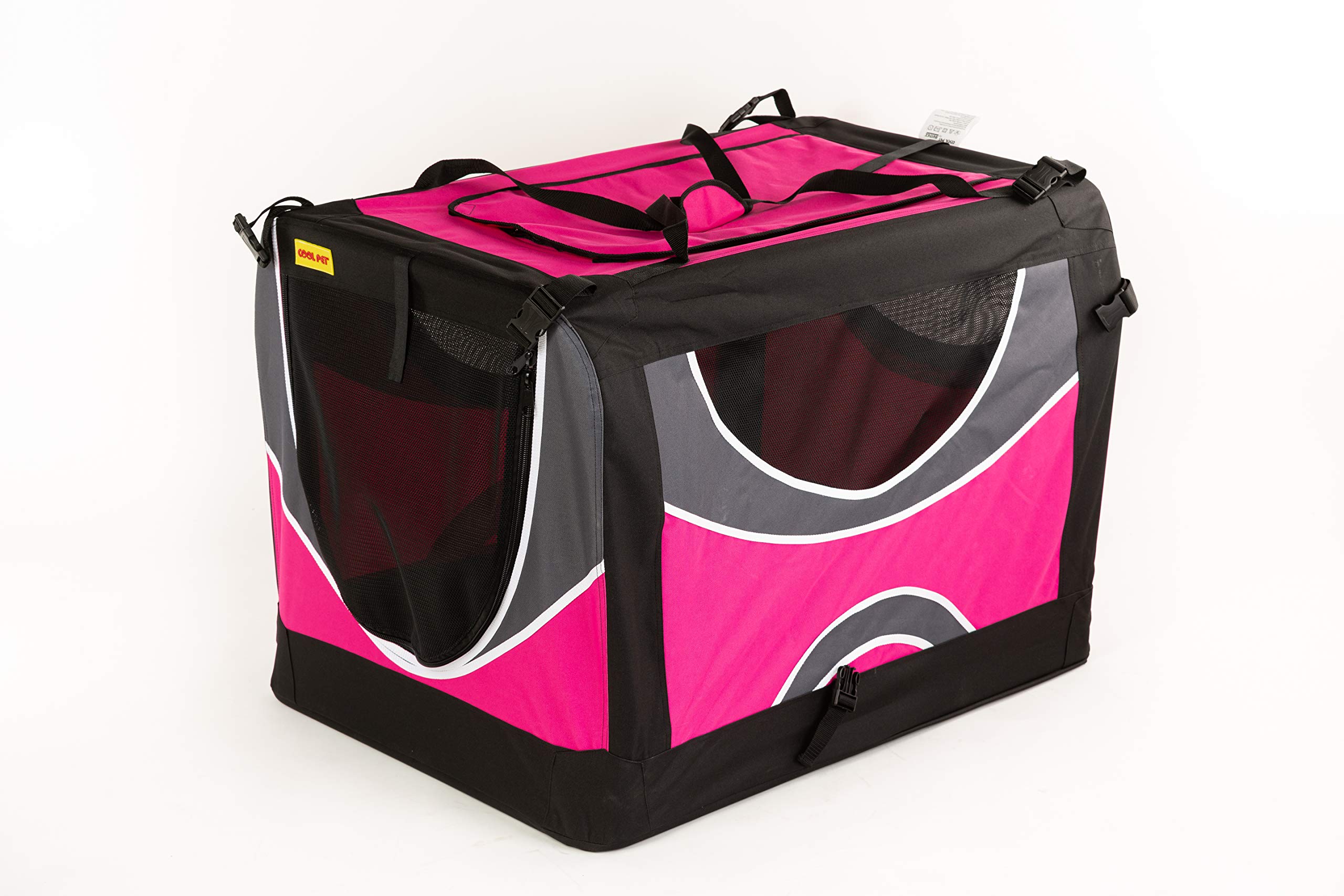COOL PET Hundebox, 82*59*59cm, Faltbare Transportbox, Käfig, Box für Reisen, Hund & Katze, Pink
