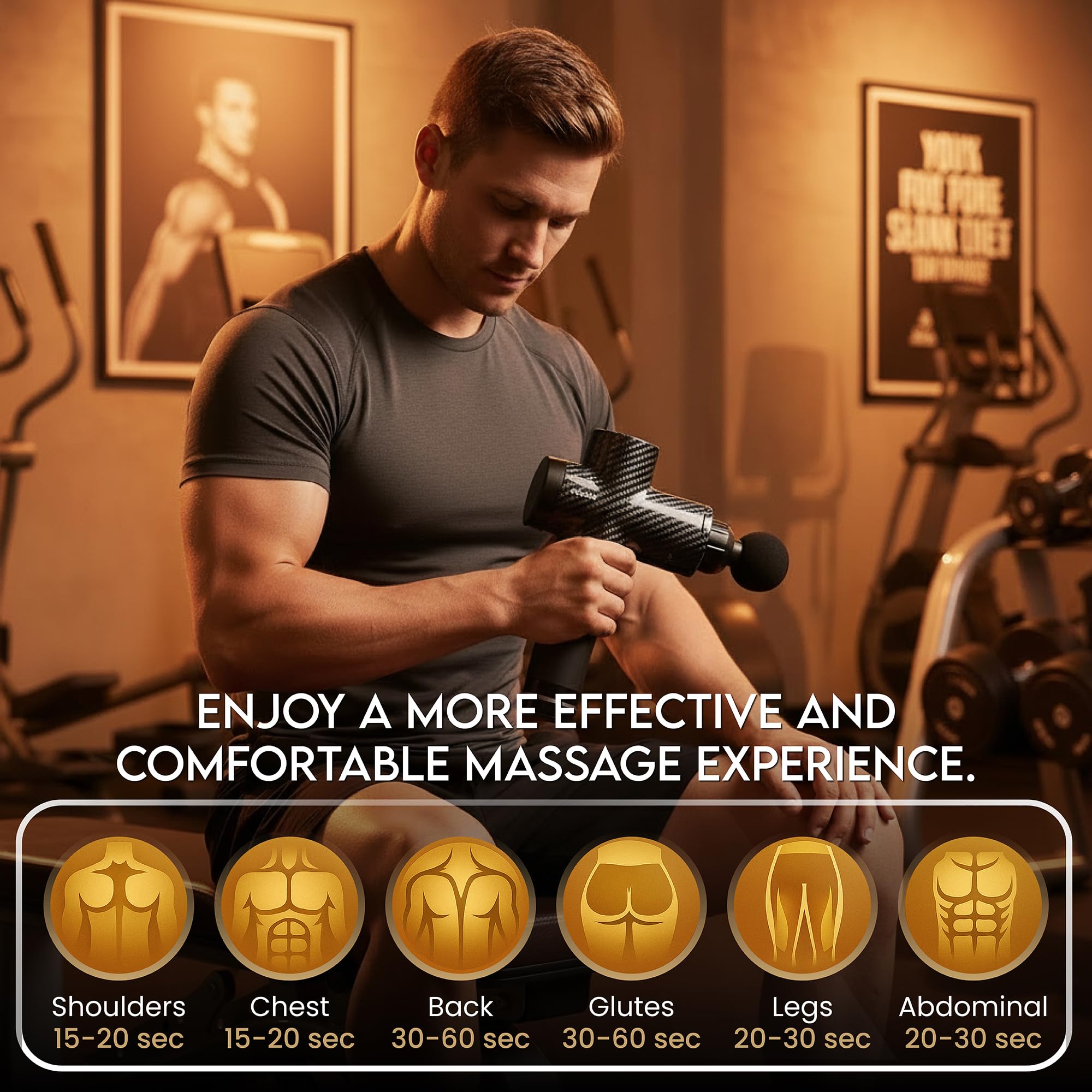 Pistolet de massage cadeau avec étui de transport – Masseur de tissus profonds pour soulager la douleur avec 6 têtes de relaxation à percussion – Moteur silencieux sans balais, pour