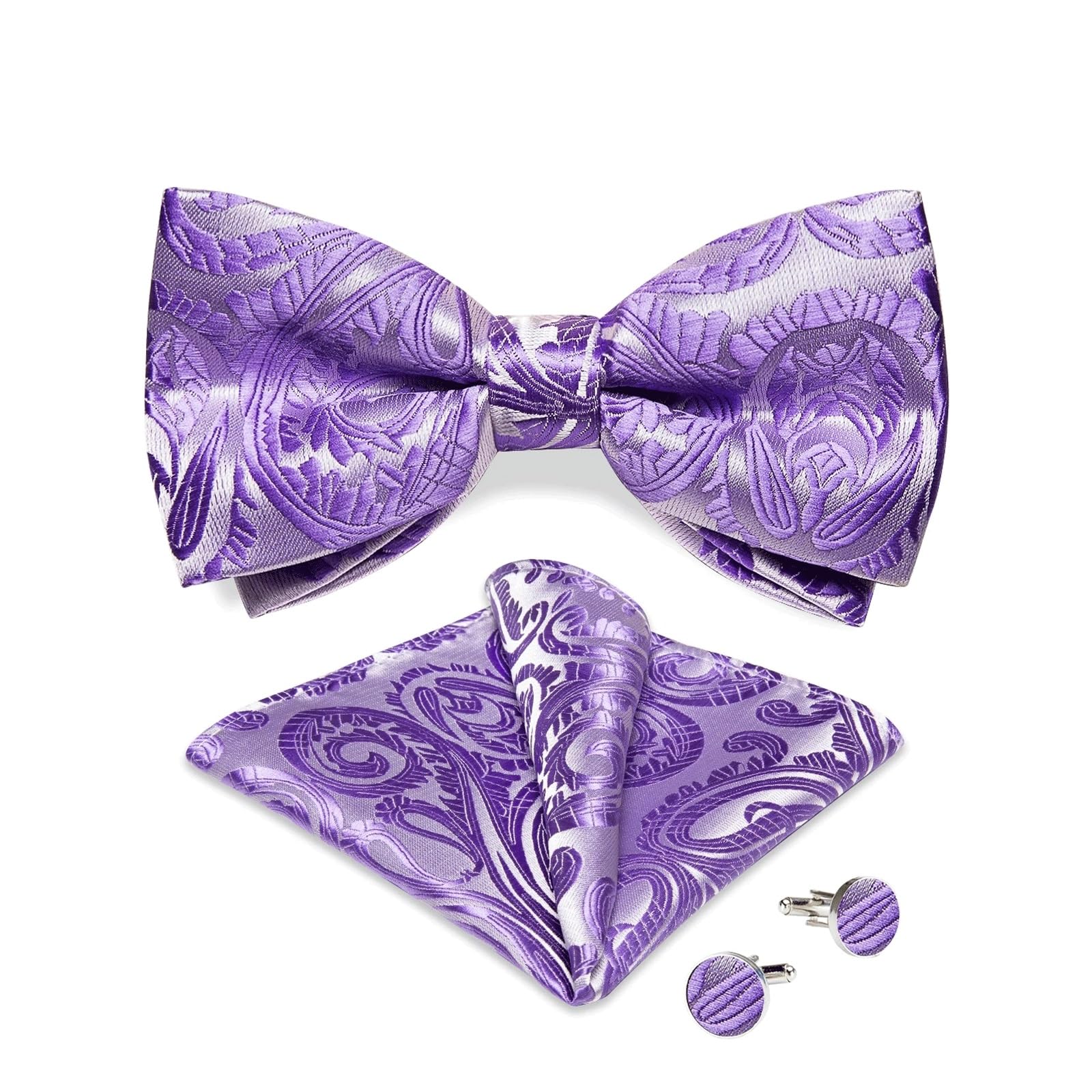 JFDBGU Classic Bow Tie Wedding Pre-tied Bowtie Cufflinks Set for Party Accessories Silk Knot Gift