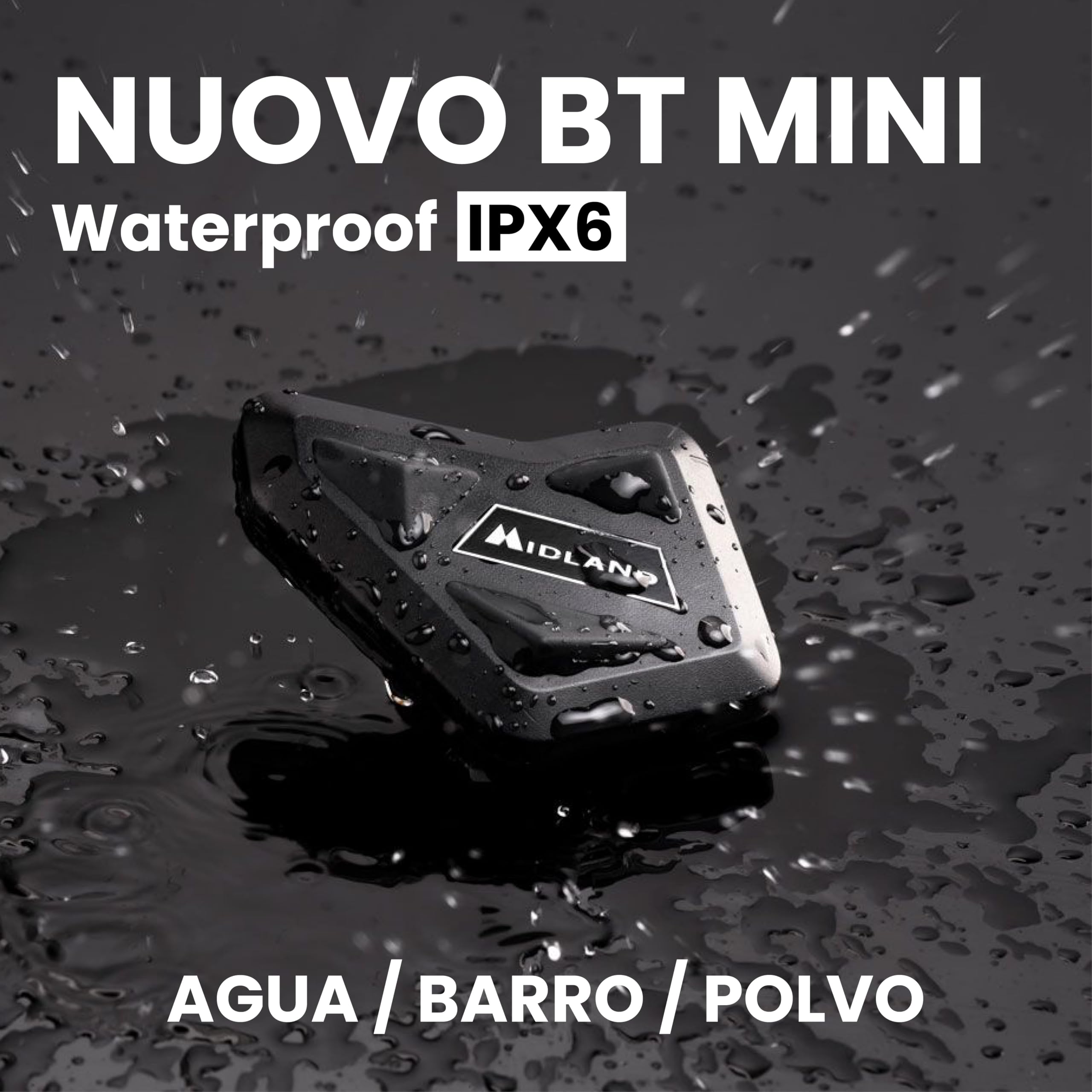 Midland Intercomunicador Casco Moto BT Mini, Auriculares Inalámbricos Bluetooth, Cancelación Ruido, Waterproof, Alcance 500m, Autonomía 8H