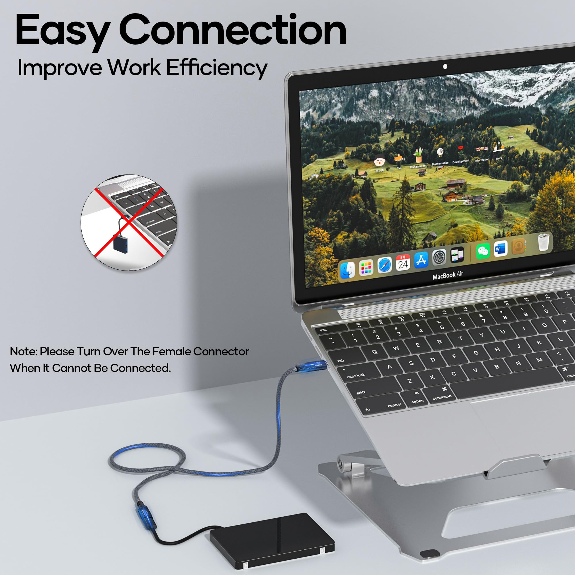 Cavo di prolunga USB C,20Gbps/240W/5K,prolunga USB C 3.2 1M,cavo di prolunga vid