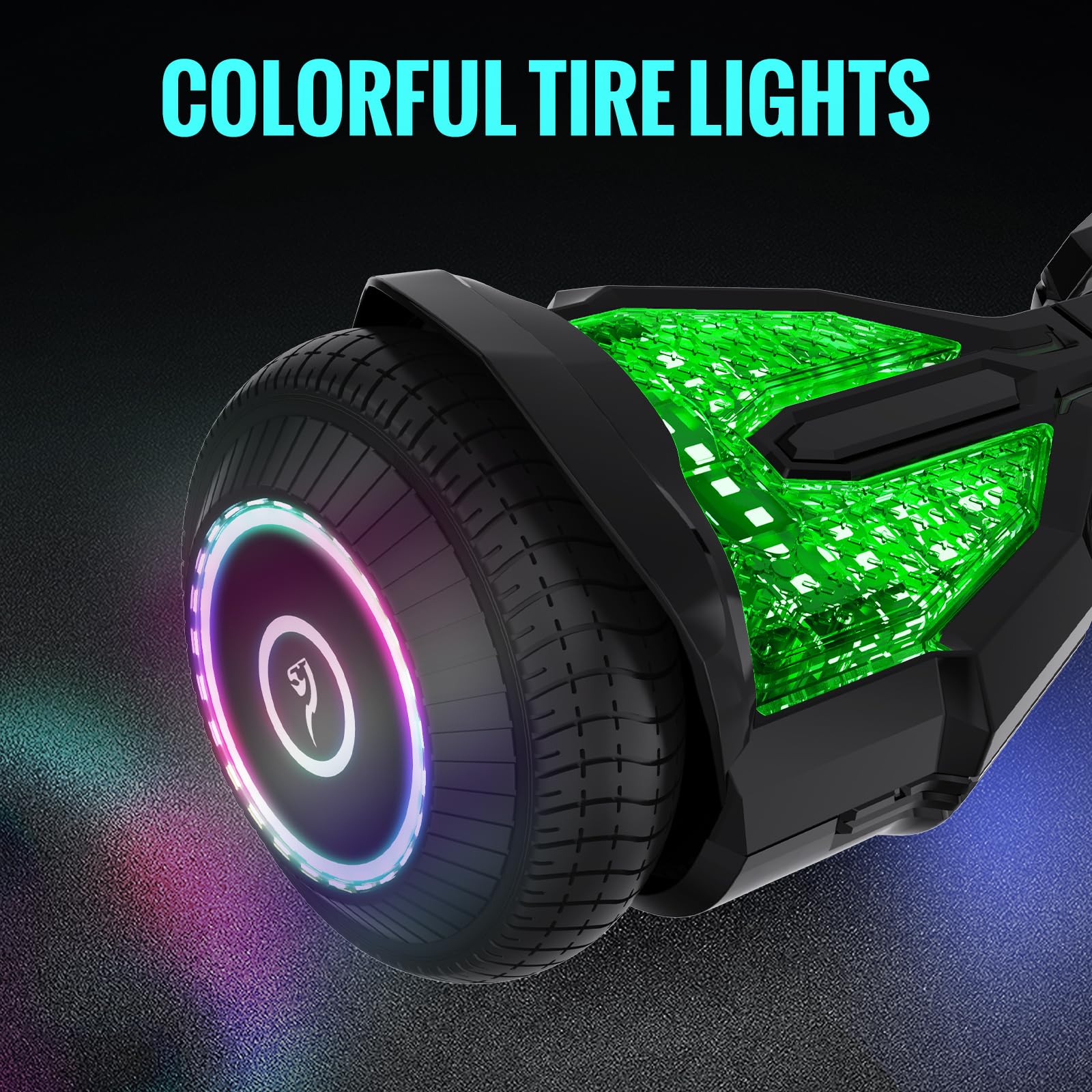 EVERCROSS EV2 Hoverboards con Asiento - 5.2 Ah Batería, 15 km/h, Música Bluetooth, Luces de Pedal de 7 Colores, Carga máxima 85 kg, Hover Board con Hoverkart para Niños, Adolescentes y Adultos Negro