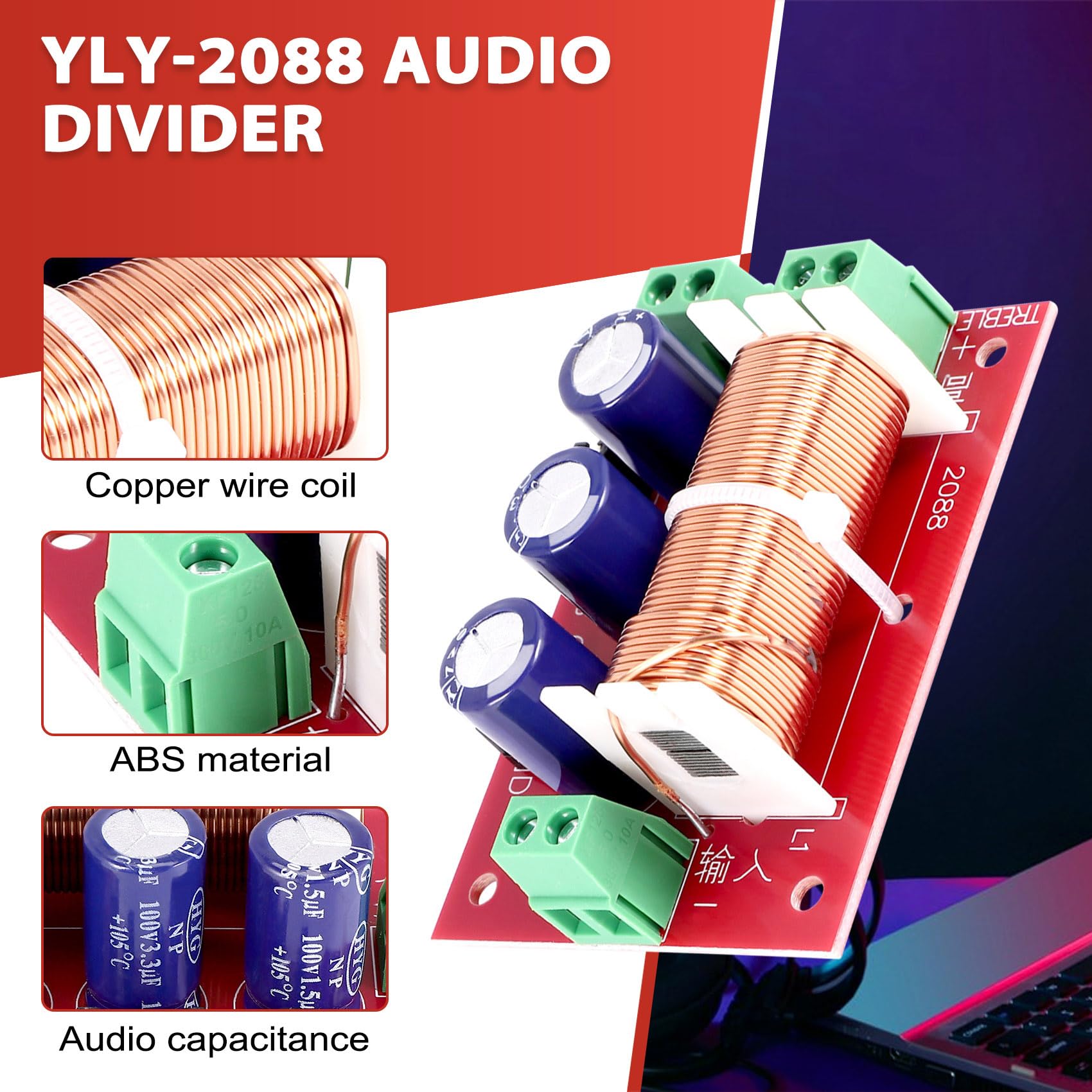 YLY-2088 Audio Frequenza Divisore 400W Regolabile 2 vie Crossover Filtri Gamma Alto Basso Frequenza Divisore