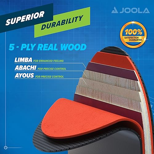 Miniatura 5 de JOOLA Omega Speed - Raqueta de tenis de mesa para entrenamiento avanzado con mango acampanado, paleta de ping pong a nivel de torneo con goma de
