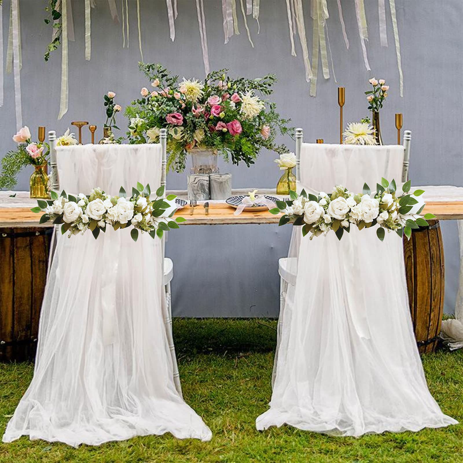 Hochzeitsbogen-Blumen-Set, 2 Stück, Künstliche Rosen-Hortensien-Blumengirlanden, Künstliche Pfingstrosen-Blumengirlanden, Hochzeits-Willkommensschilder für Hochzeitsempfang,(#2)