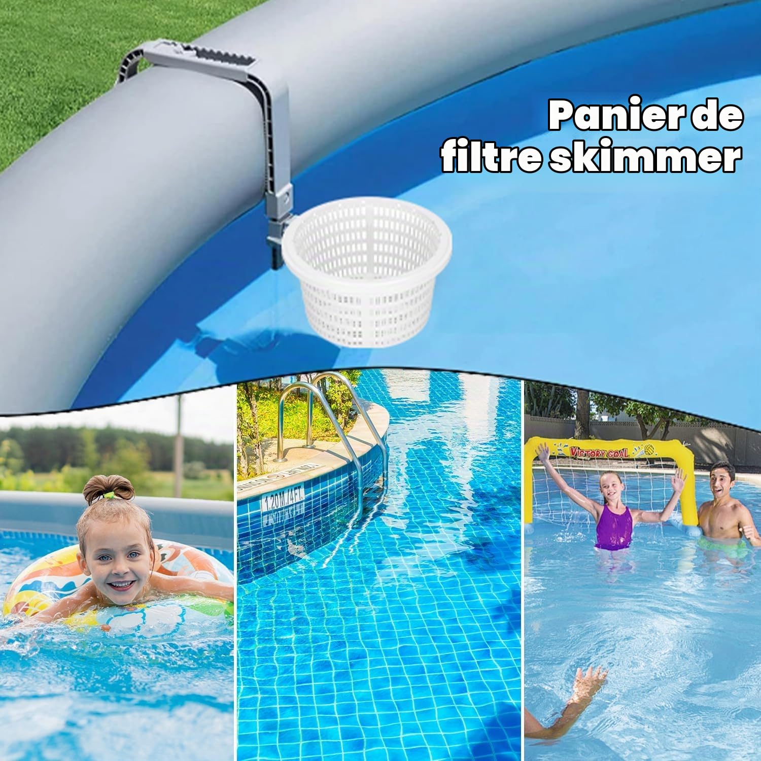Panier D'écumoire, Panier Skimmer de Remplacement, Filtre Nettoyage Crépine en Plastique SP1091LX (18x19x10cm)