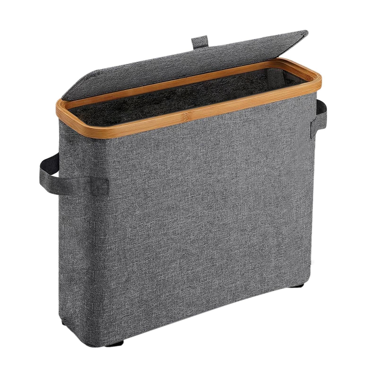 Cydzsra Gray Toilet Paper Storage Bin Container With Handle For Bathroom Organizing Elevates Aesthetics And Keeps Essentials Minimalist Toilet Tissue Storage Bin,
