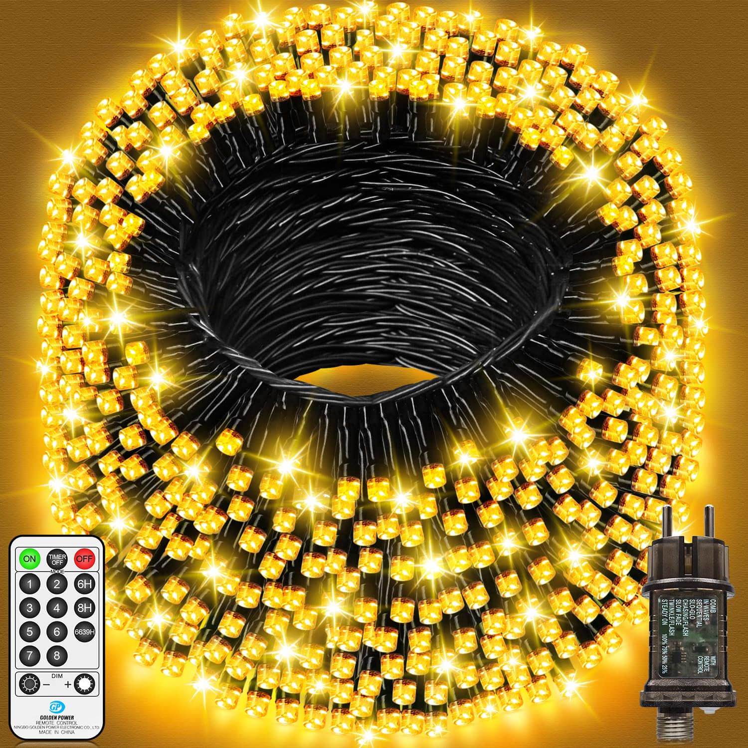 JXLEDAYY 1200 LED Lichterkette Außen, 36M Lichterkette Outdoor 8 Modi mit Timer Schwarzes Kabel IP44 Wasserdicht Lichterketten für Balkon Garten Party Hochzeit Weihnachtsbaum (Warmweiß)