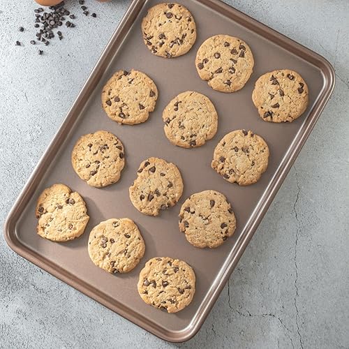 Miniatura 9 de Juego de 2 bandejas antiadherentes para hornear de 9 x 13 pulgadas, sin PFOA y BPA, no tóxicas, de 13 x 9 pulgadas, las mejores sartenes