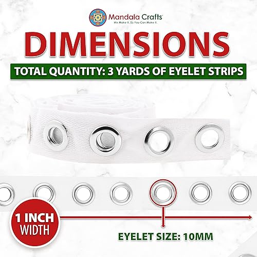 Miniatura 67 de Mandala Crafts The Yard - Cinta de ojales de color azul marino para corsé de ropa, 3 yardas de 0.315 in, cinta de ojales de acero inoxidable Cinta