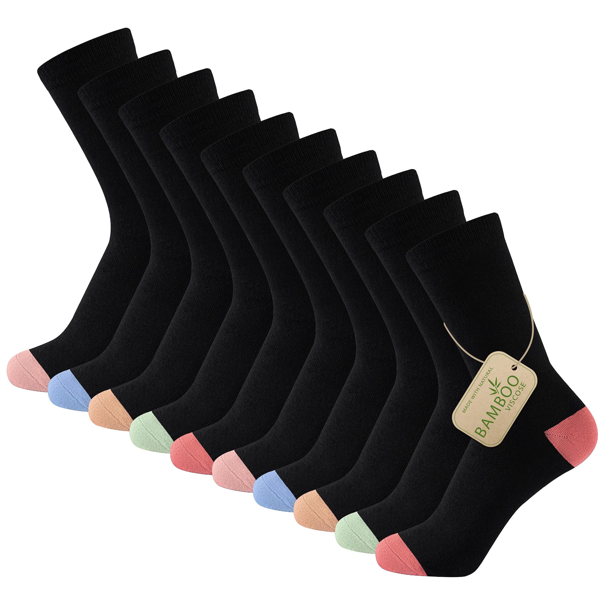 The Essentials Wardrobe 10PK Ladies Bamboo Blend Socks - UK 4-8/EU 37-42 -