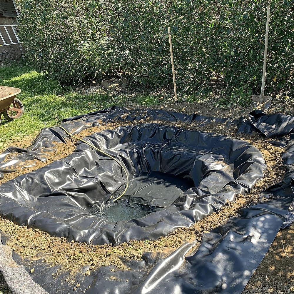 Wasserdichte Teichfolie für den Außenbereich, Mini-Teiche, Fischteiche, 1 x 1 m bis 12 x 20 m, Schwarz, flexibel, ideal für Gartengestaltung und Wasserlebewesen