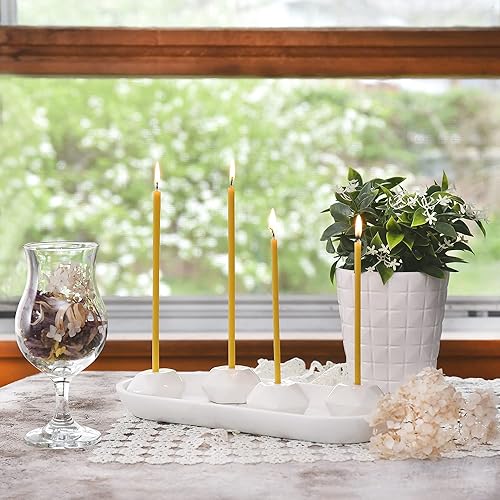 Vista 2 de 30 Natural 100% Pure Beeswax Taper Candles (8 in) Natural Honey Scent, Dripless, Smokeless, Nontoxic