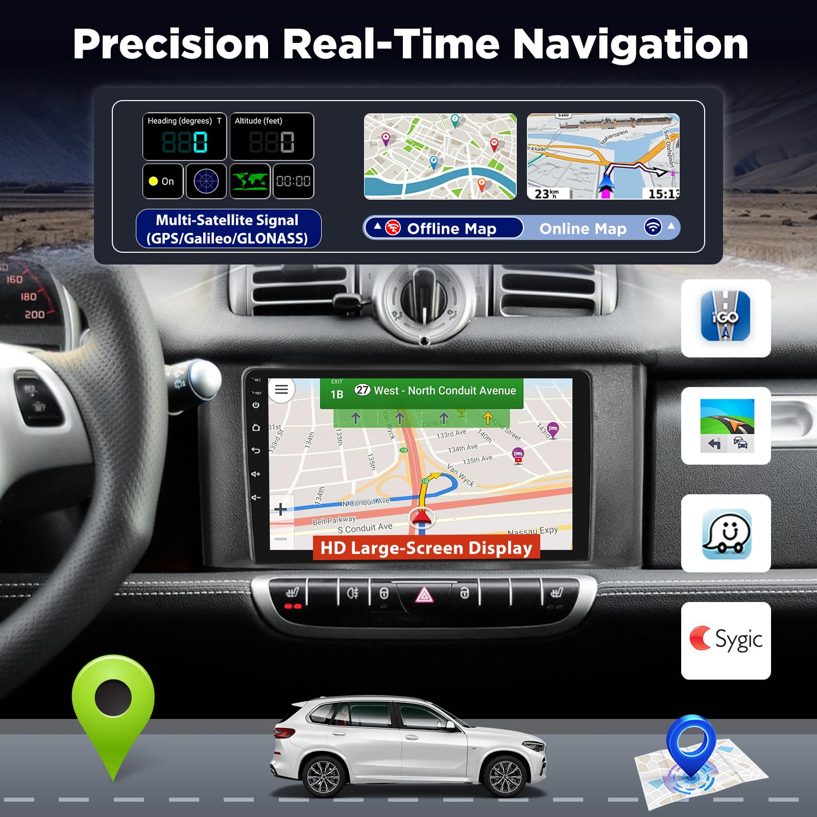 Autoradio Android per Mercedes Benz Smart Fortwo 2011-2015, 2+64G Stereo 9 Pollici con Wireless CarPlay & Android Auto, Navigatore GPS WiFi, Audio DSP, Supporto Telecamera Retromarcia AHD