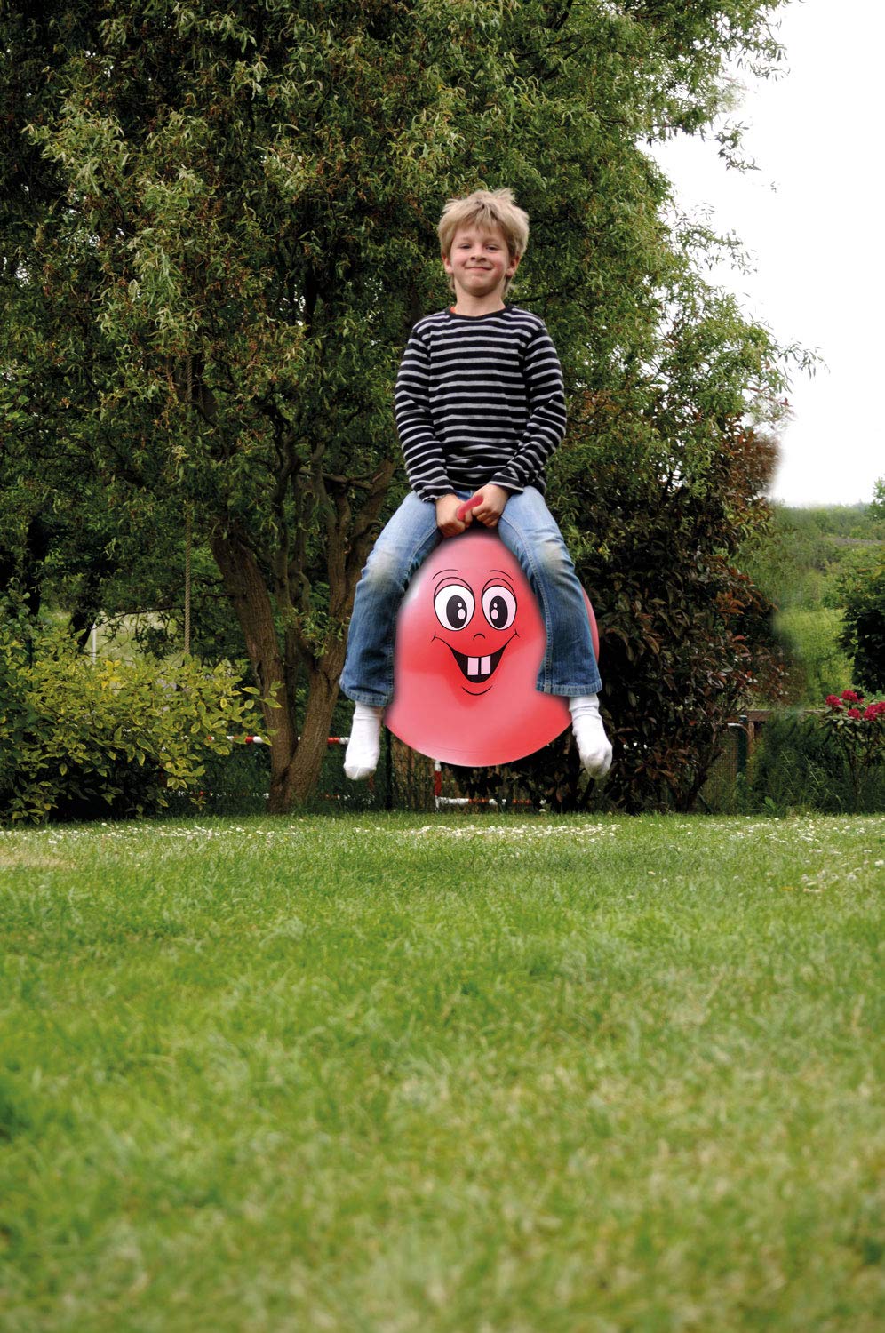 Idena 40093 – Sprung Ball Happy Face, 45 – 50 cm, Rosso