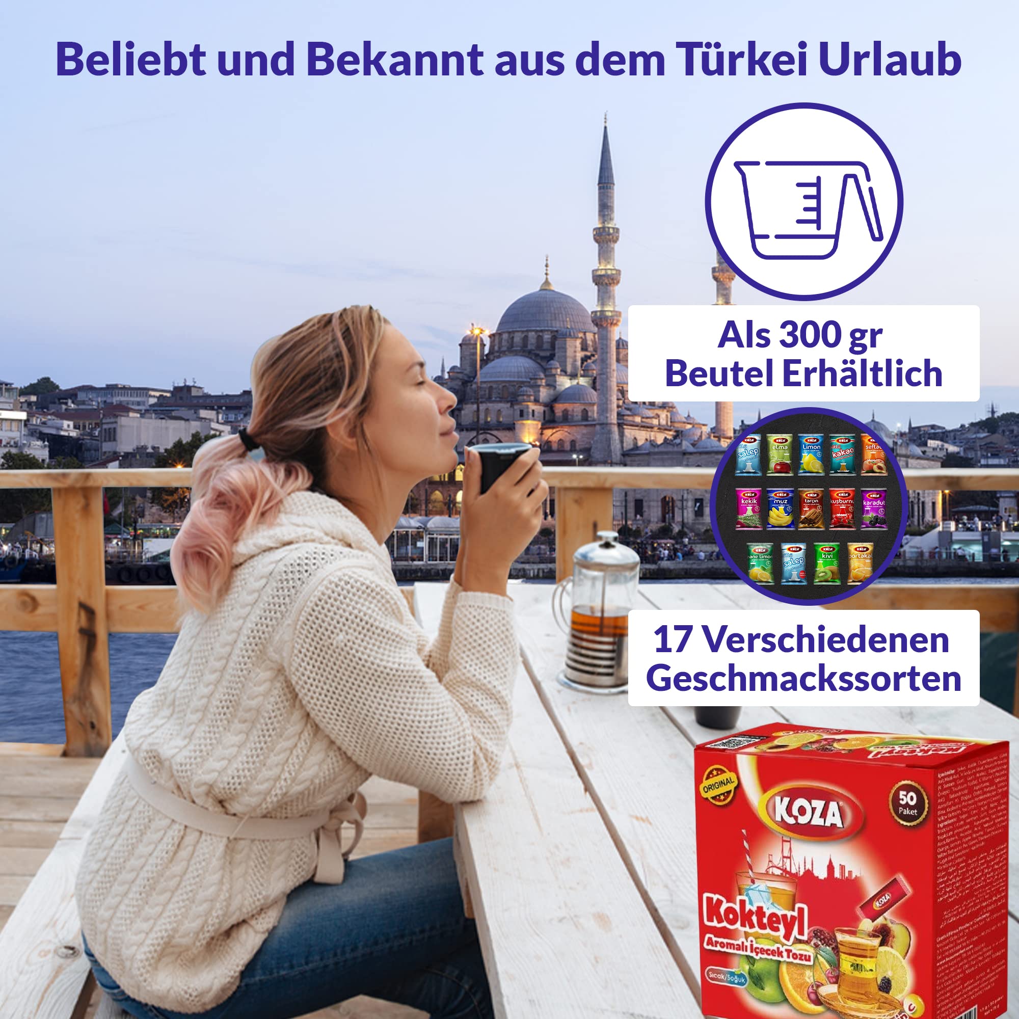 KOZA bebida instantánea en polvo Stick 50 unidades té turco frutas