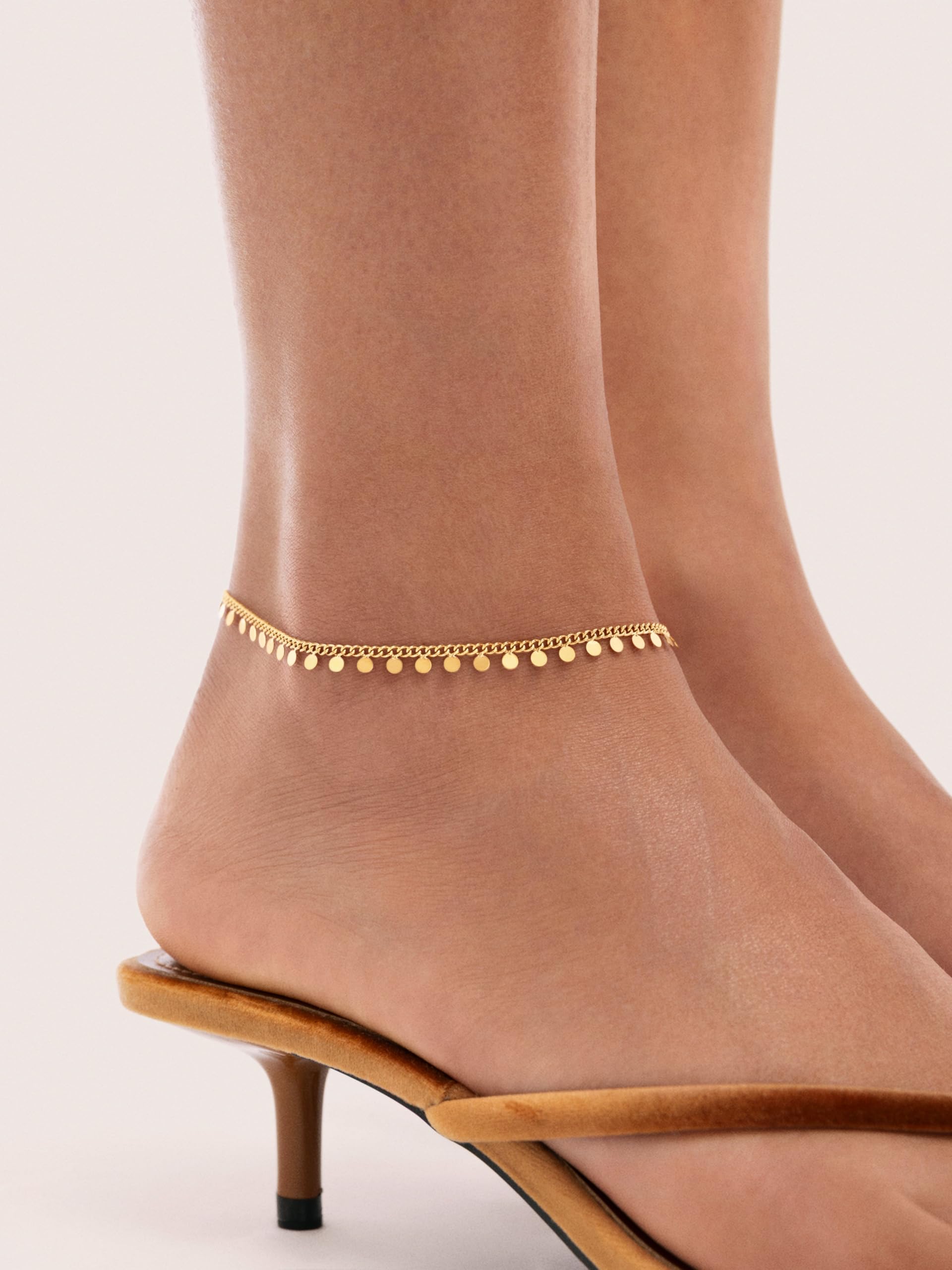 SINGULARU - Tobillera Folklore. Acero con Baño en Oro de 18 Kt. Joyas Para Mujer.