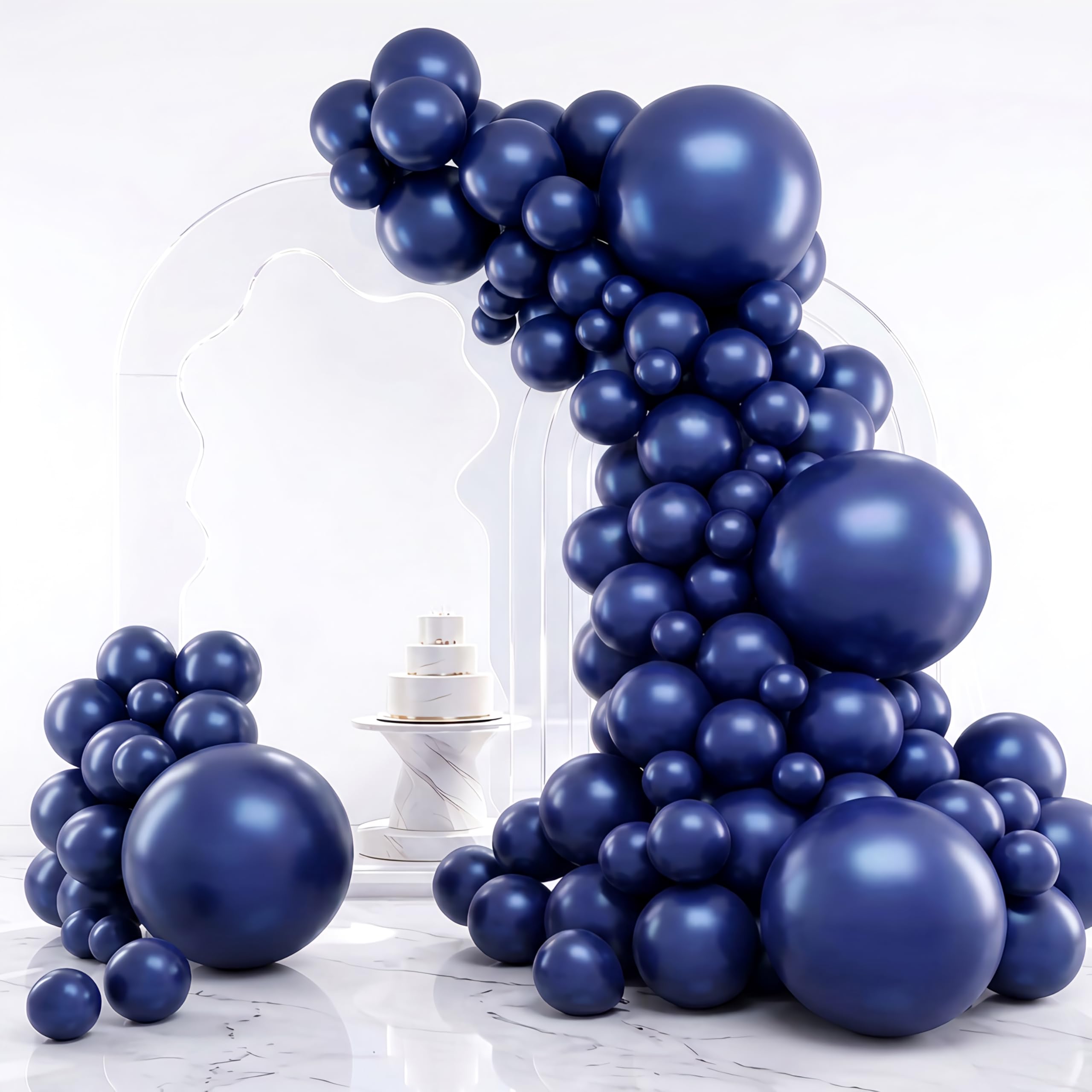 RUBFAC Blue Balloons Navy Blue Balloon Different Sizes 129pcs | Garland Arch Kit for Birthday Party Baby Shower Wedding Sports Holiday Decoration