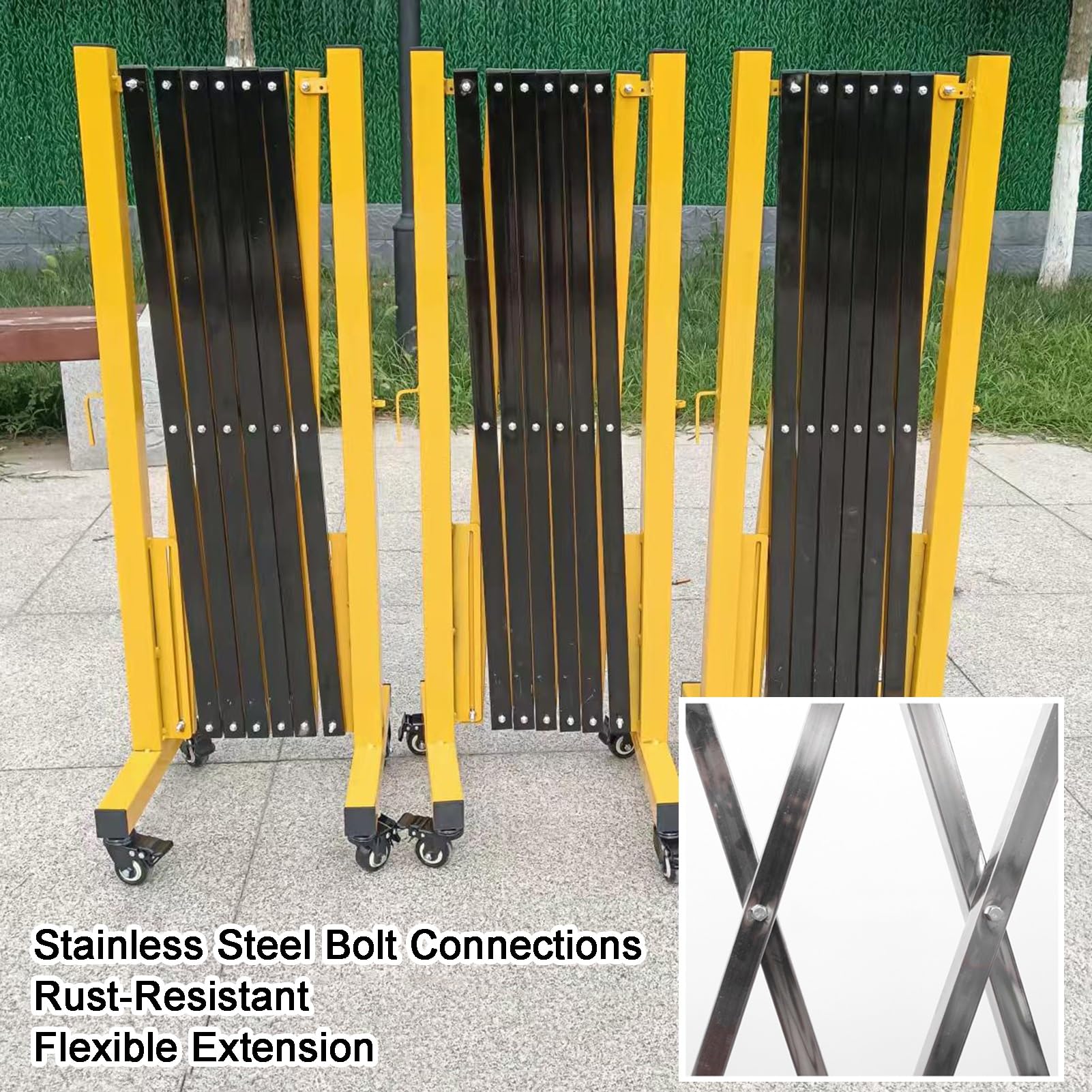Einziehbares, faltbares Sicherheitstor, ausziehbare Akkordeon-Absperrung für den Außenbereich, verbindbare Verkehrsbarriere mit Rollen (80 x 100 cm / 31,5 x 39,4 Zoll)