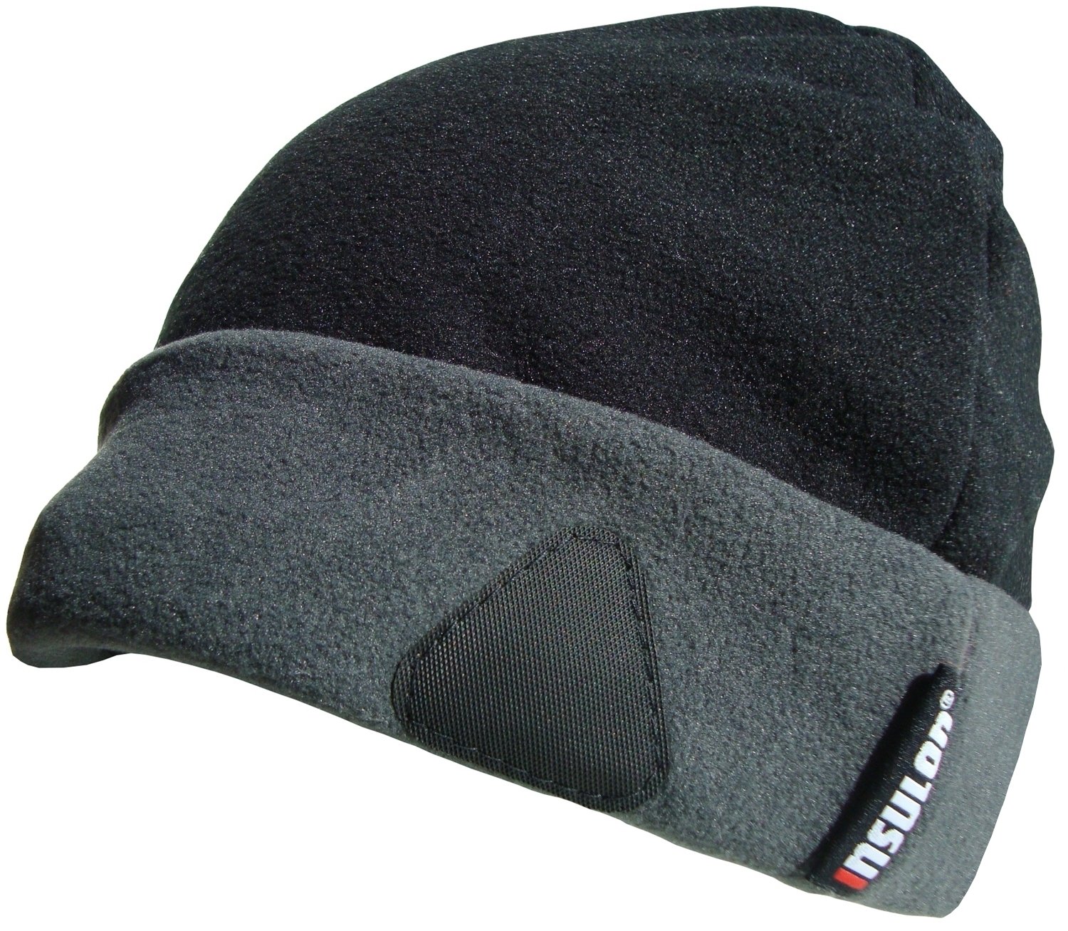 Mens Fully Lined Fleece Beanie Hats (Black/Grey)