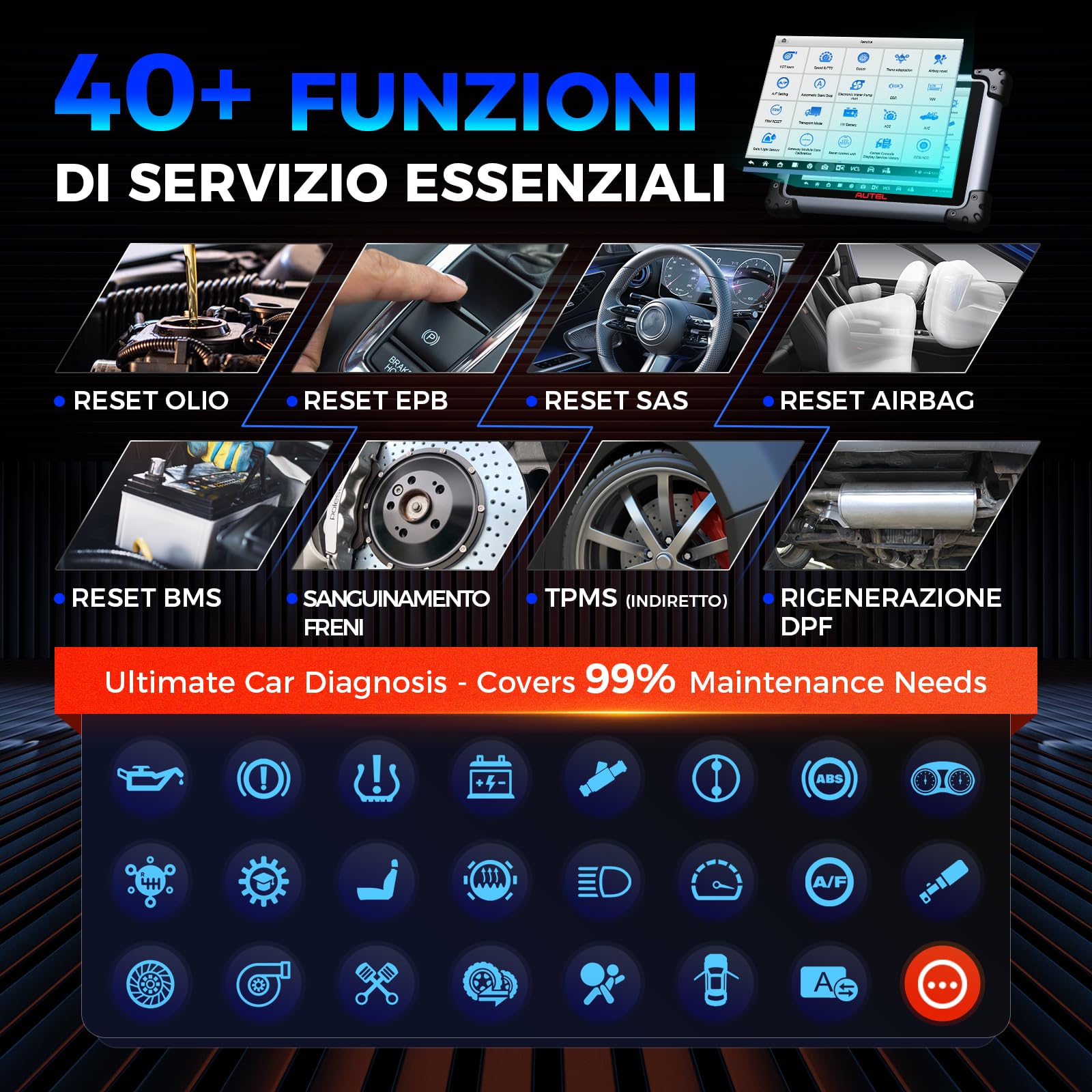 Autel MaxiSYS Elite II PRO OBD2 Auto Diagnostica: 2 Anni Aggiornamento[€2590] Diagnosi Auto Professionale, J2534 Programmazione e Codifica, Su di MS908S Pro II, 40+ Servizio, 3K+ Test Attivi, FCA SGW