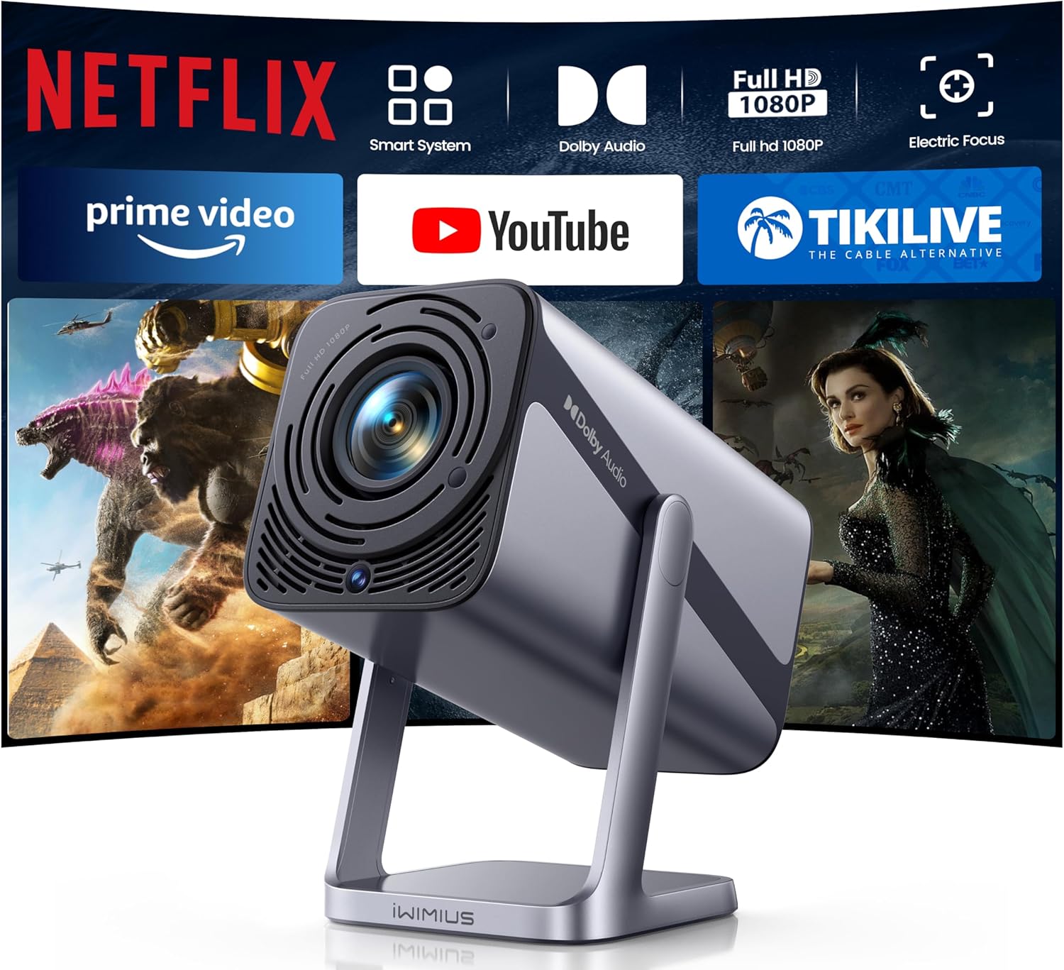 Netflix-Licensed/ Dolby Audio/- Smart 4K Projector with WiFi 6