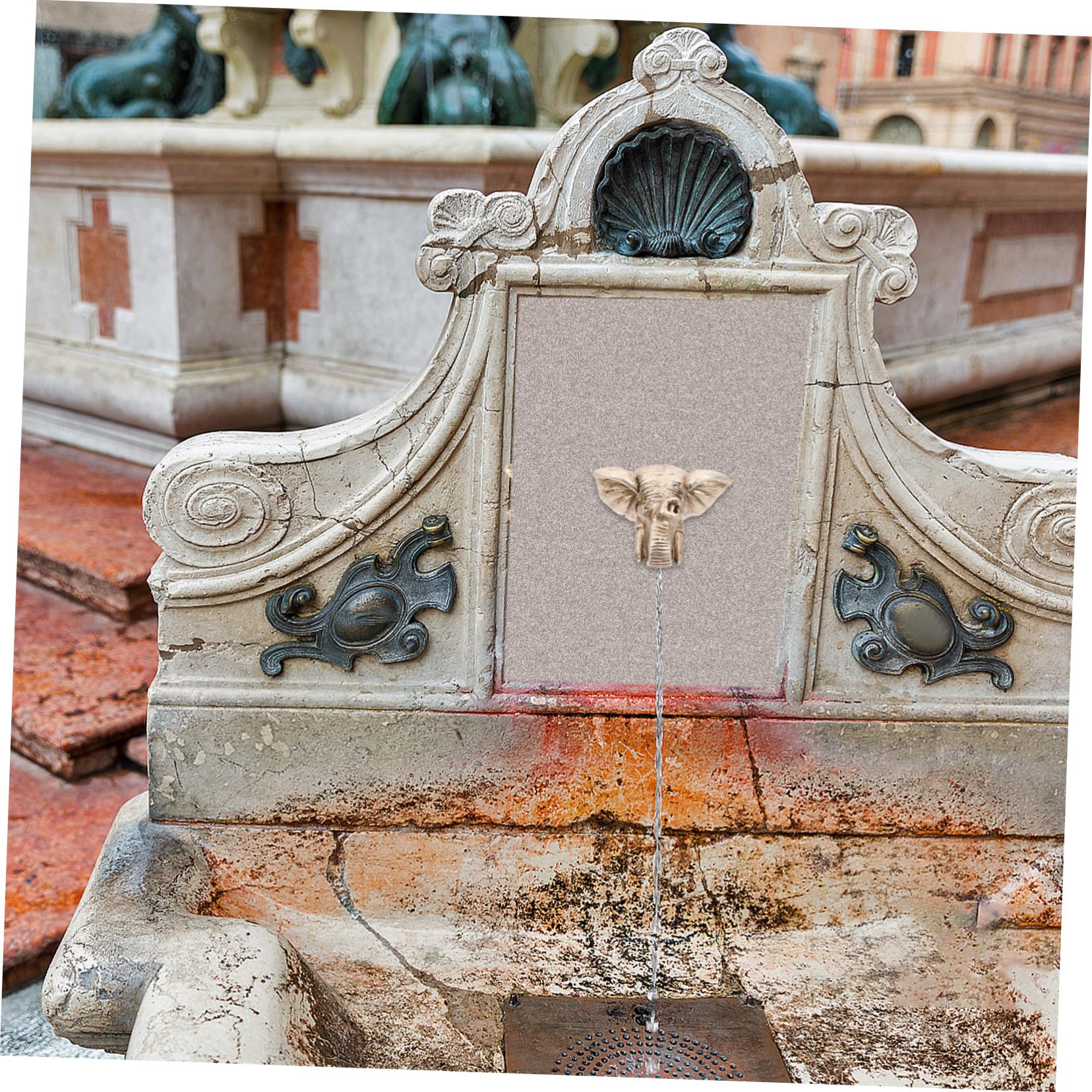 Wasserbrunnen-auslauf Elefantenkopf-wanddekor Brunnenauslauf Dekorativer Wand Montierter Outdoor Wasserbrunnen Tierkopf-wandhalterung