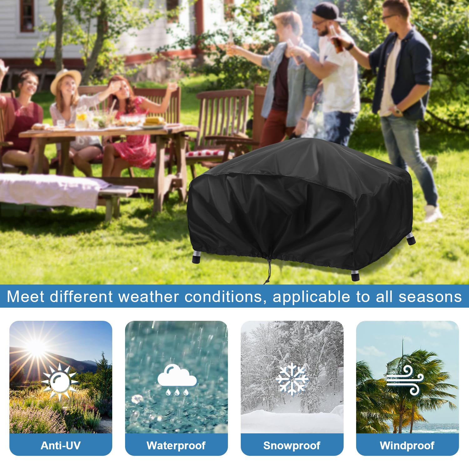 VANSHEIM Funda para Barbacoa Impermeable Funda Barbacoa Gas Sobremesa Cubierta de Parrilla Eléctrica para Weber Q2000,Funda Protectora Plancha Exterior Funda BBQ para Enders Urban Pro 84x60x32cm — view 7