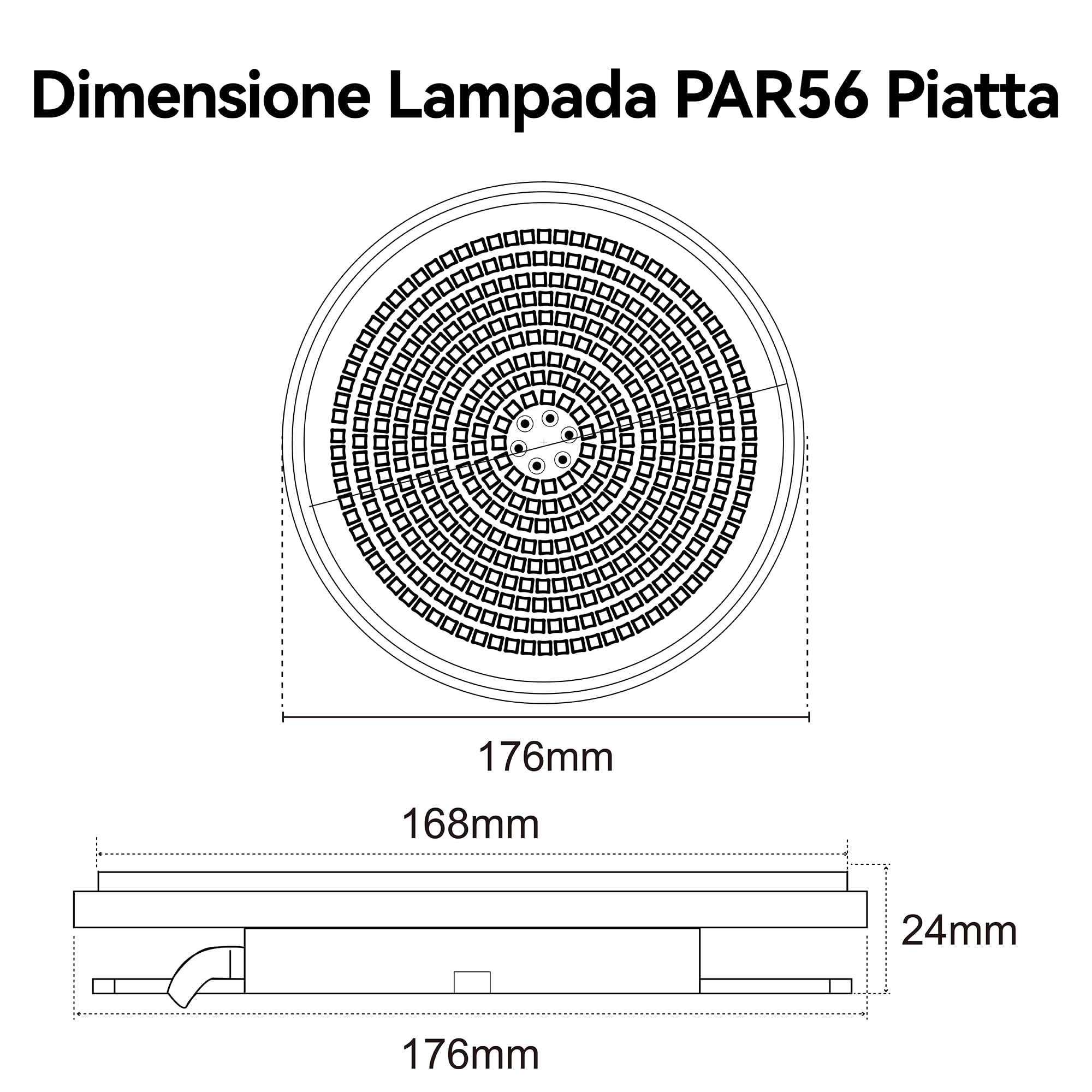 LyLmLe Luce Piscina LED Riempito di Resina, 35W PAR56 Lampada LED Sincronizzato Multicolore RGB Illuminazione, 140° angolo del fascio, IP68 Impermeabile, 12V AC(Non includere controller)