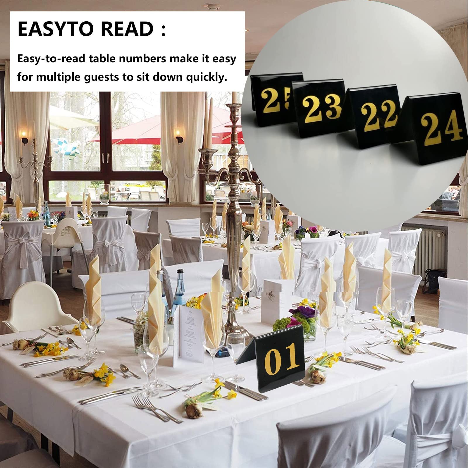 Carteles para mesas, tarjetas para asientos, Tarjeta de asiento restaurante con señal digital 1-25/1-50/1-100(1 to 100)