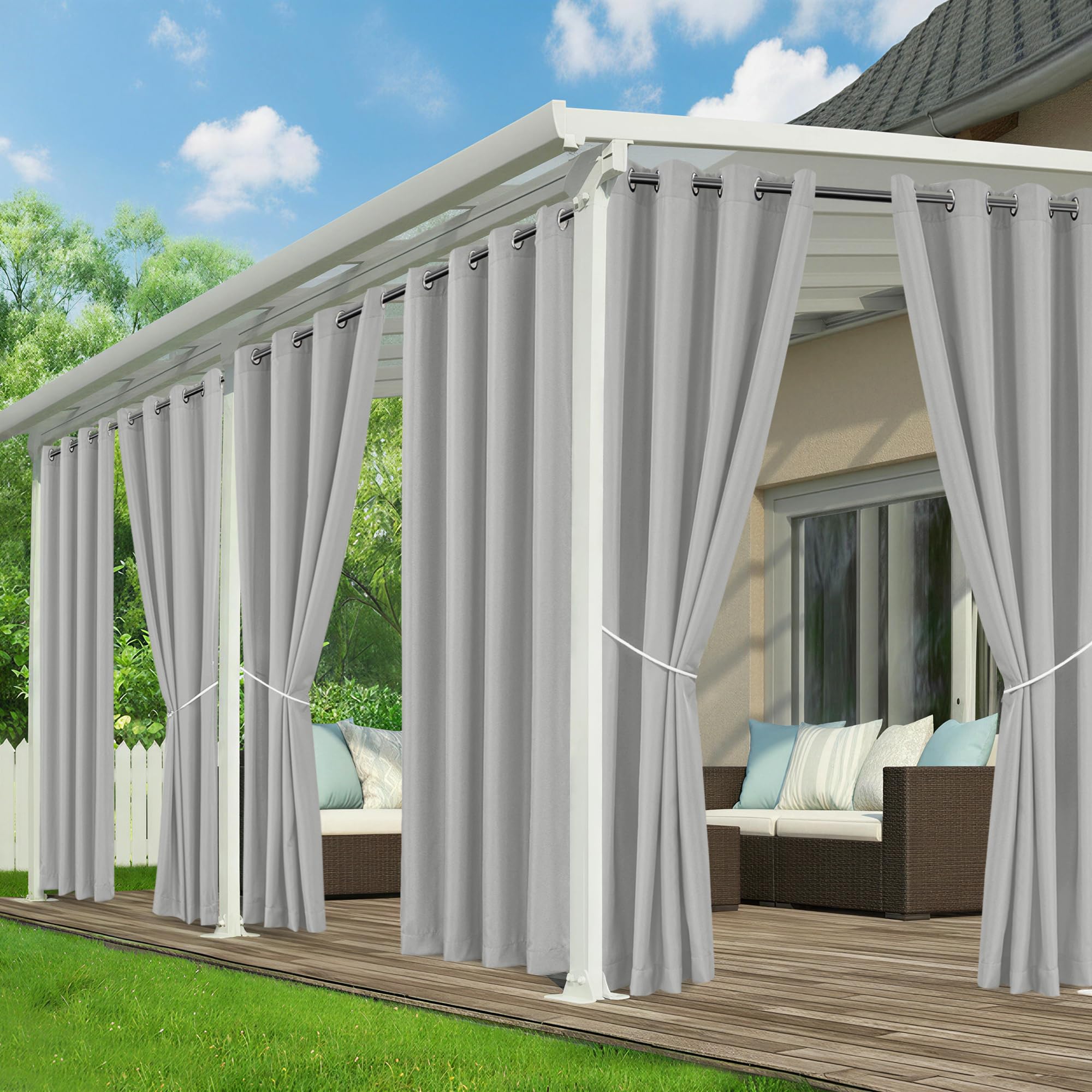 Photo 1 of RichSets Outdoor Curtains Waterproof - 6 Panels, Silver