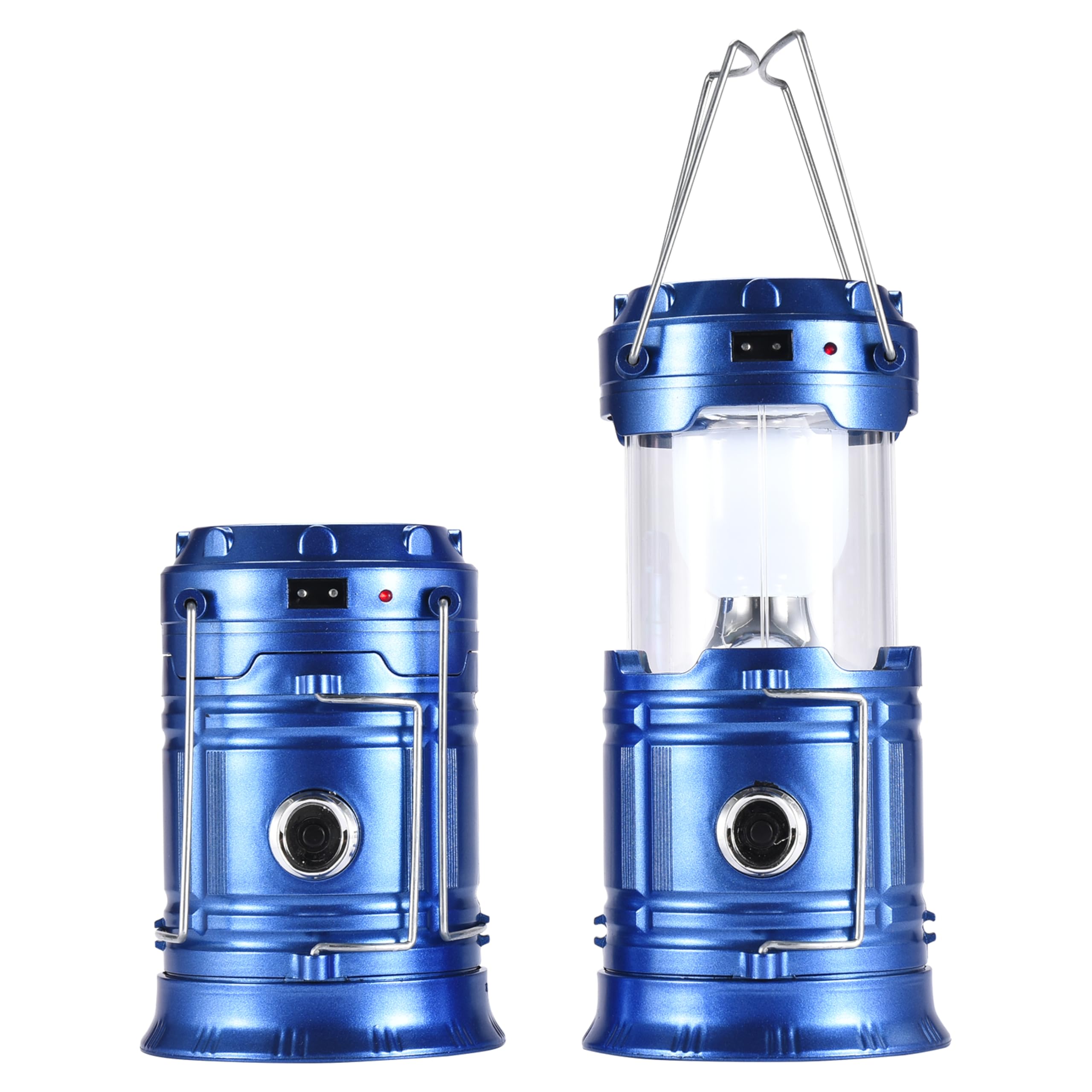 WWO Solar Flashlight Lanterns - Portable Solar Lamps for Camping, Hiking, and Emergencies - Water Resistant - Rechargable Compact Size - Touchscreen Display - Simple to Use & Pack - Blue-Set of 2