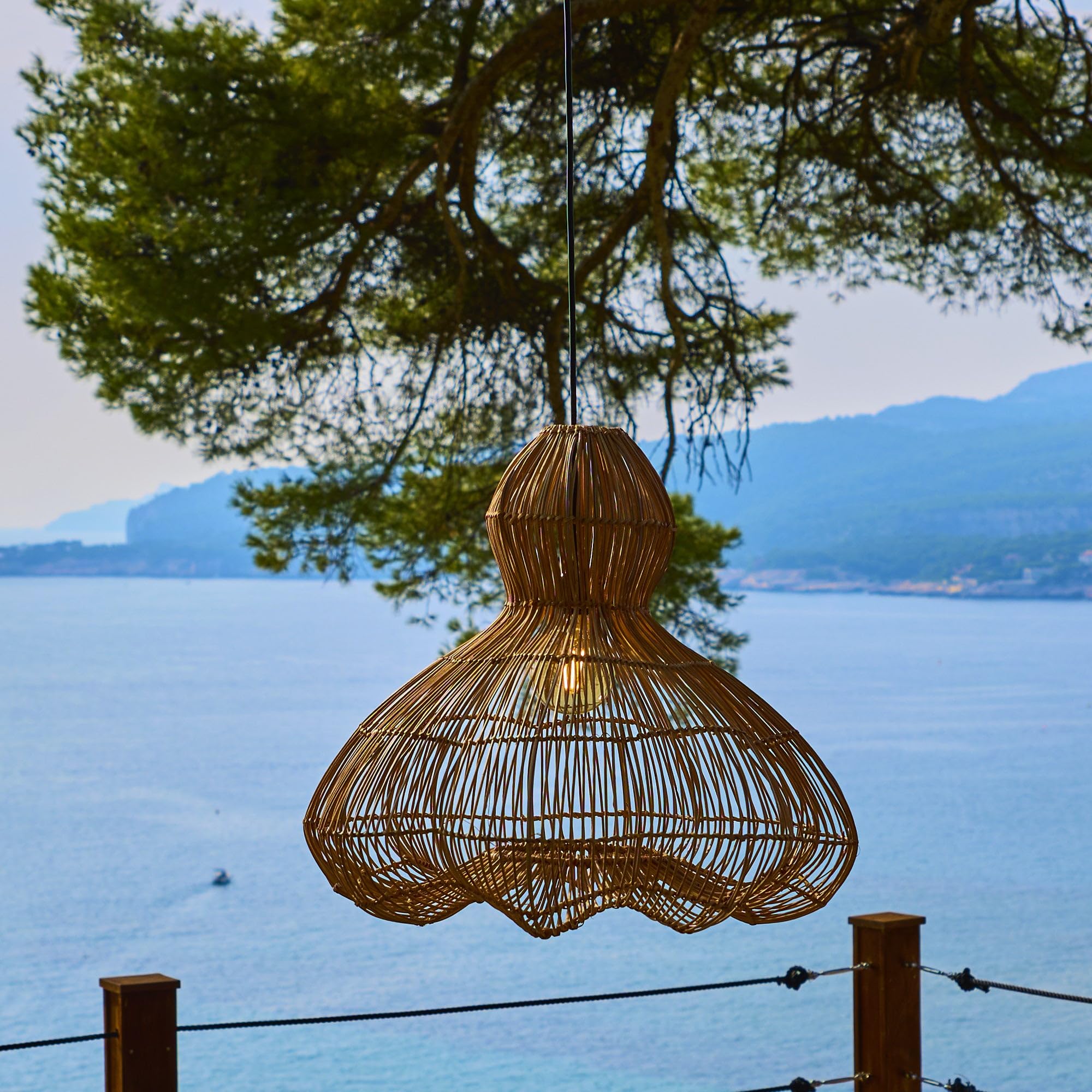 Lumisky RONDA OUTDOOR CABLE Suspension extérieure rotin naturel 5m