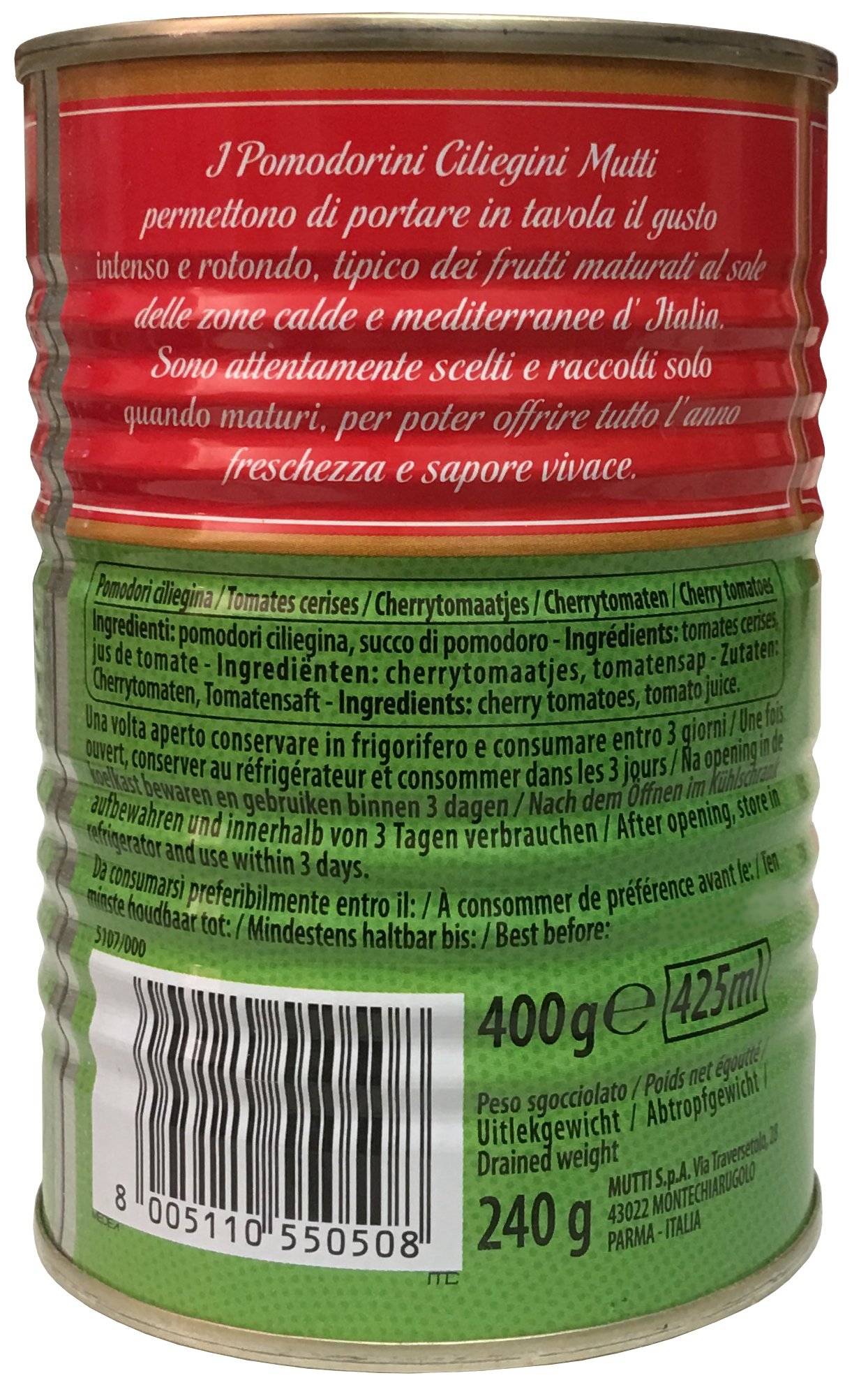 18 x Mutti Pomodorini ciliegini pomidory wiśniowe, sos pomidorowy, 100% włoski, 400 g
