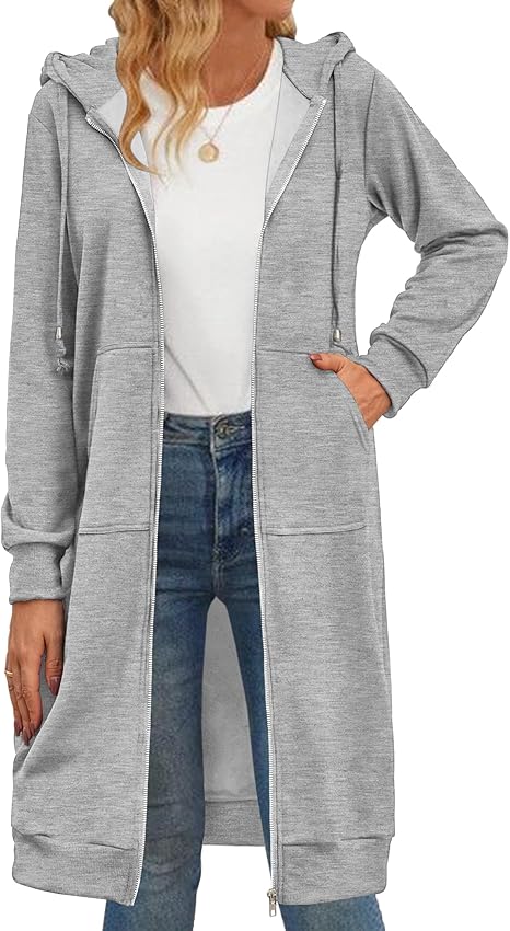 Zeagoo Women's Zip Up Hoodies Oversized Fleece Long Tunic Sweatshirts Casual Long Sleeve 2024 Fall Hoodie Jacket Coat