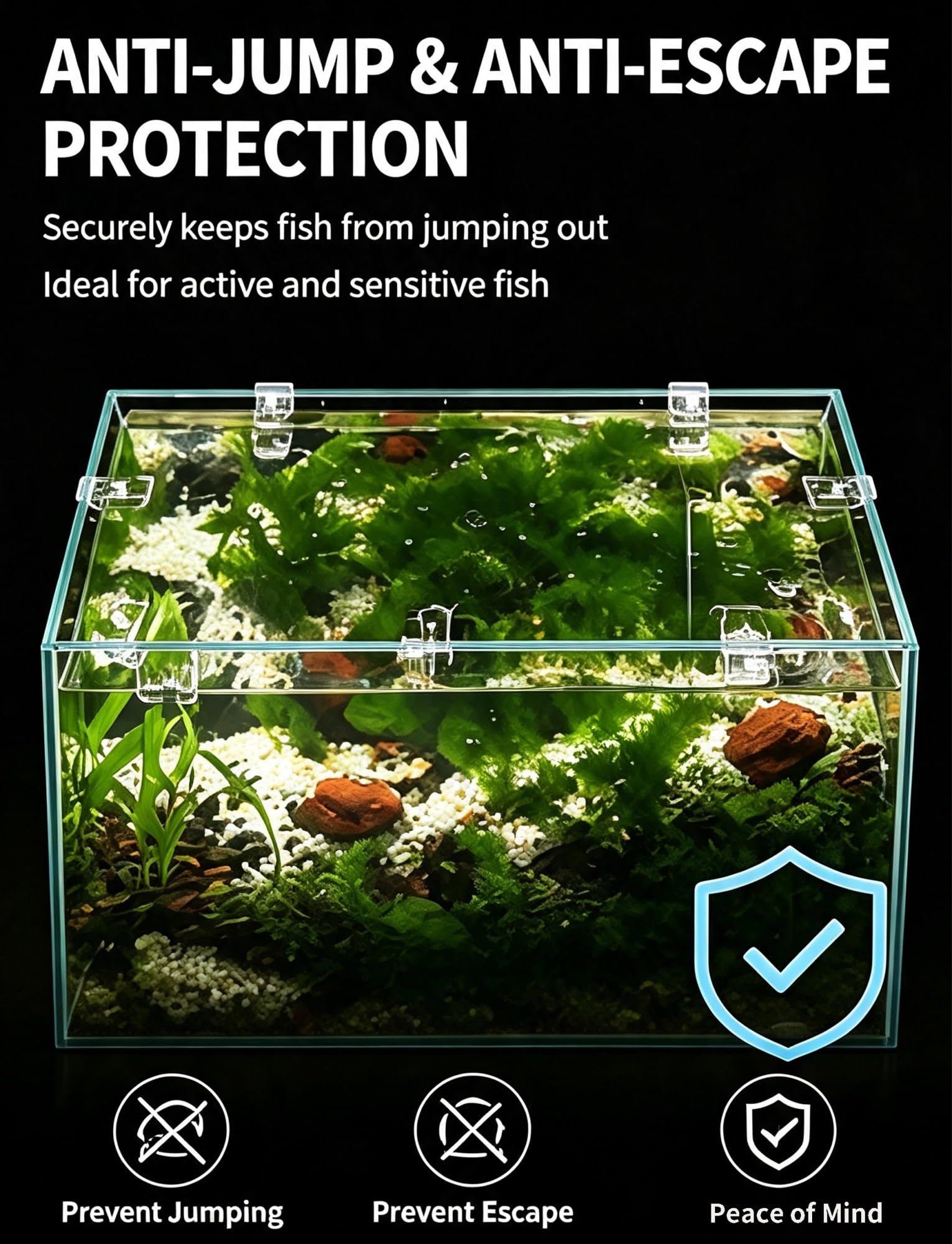 Tapa de Acuario Acrílica Transparente Personalizable, Antisalto
