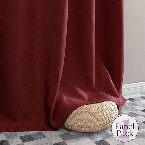 Miniatura 8 de jinchan - Cortina oscurecedora con textura de lino, de 63pulgadas de largo, con aislamiento térmico y ojales en la parte superior, para sala de