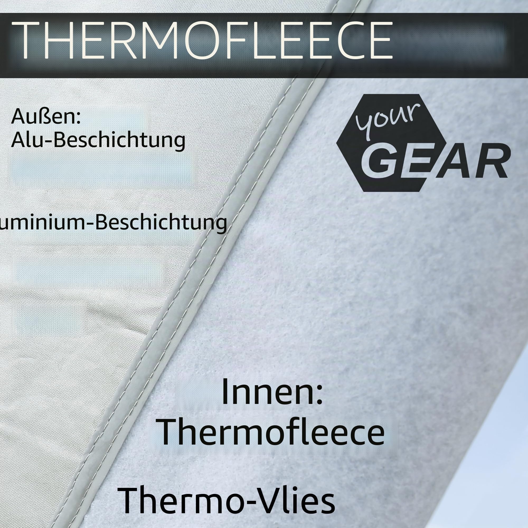 your GEAR Sanremo - Sonnenschutzmatte passend für VW T5 T6 T6.1 - Seiten- u. Frontscheiben Abdeckung - 100% Blickdicht