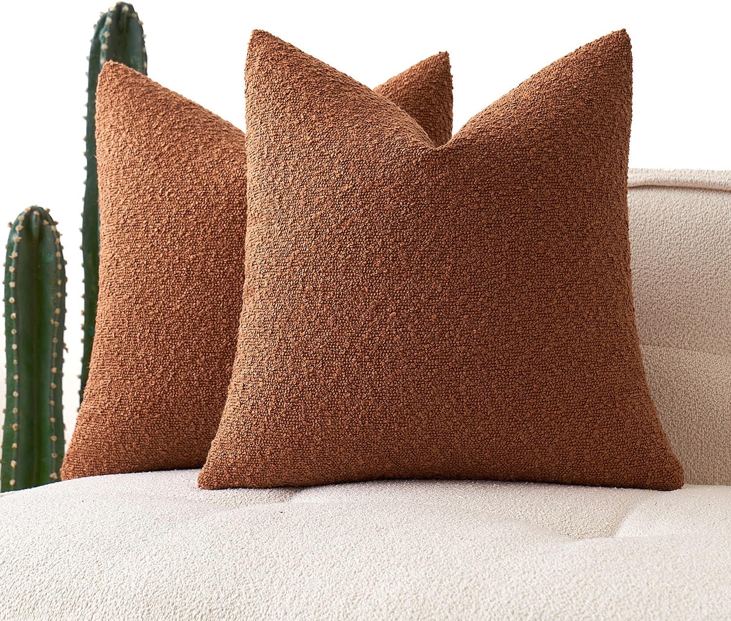 MIULEE Set of 2 Rust Throw Pillow Covers 20x20 Inch