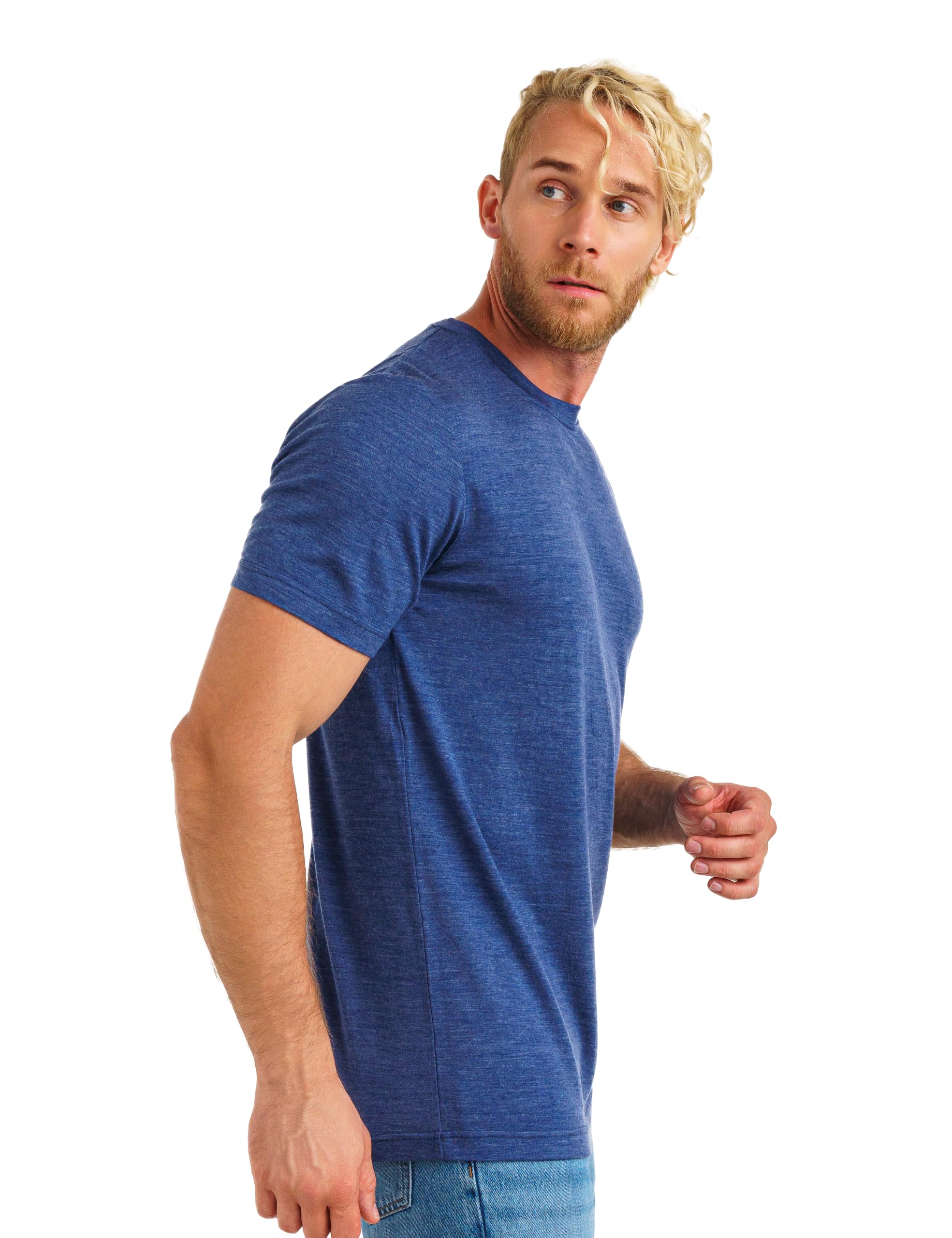 Merino.tech Merino Wool T-Shirt Mens - 100% Merino Wool Undershirt Lightweight Base Layer (XX-Large, Windsor Blue)