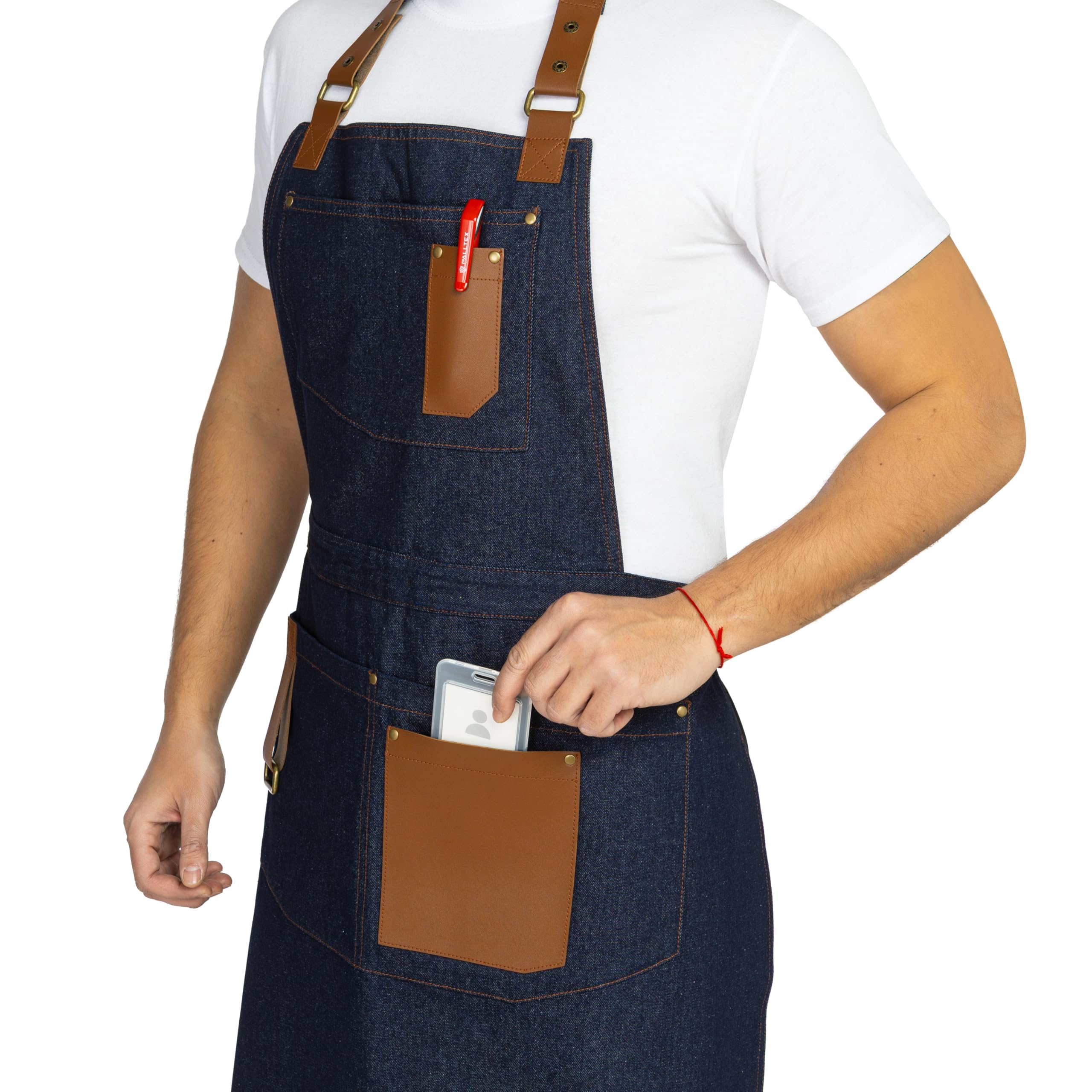 PALLTEX GERARD Grembiule da Lavoro Unisex – Grembiule in Tela Premium con Bretelle Regolabili e Tasche Multiple per Cucina, Ristorante, Bar, BBQ, Artigianato e Altro