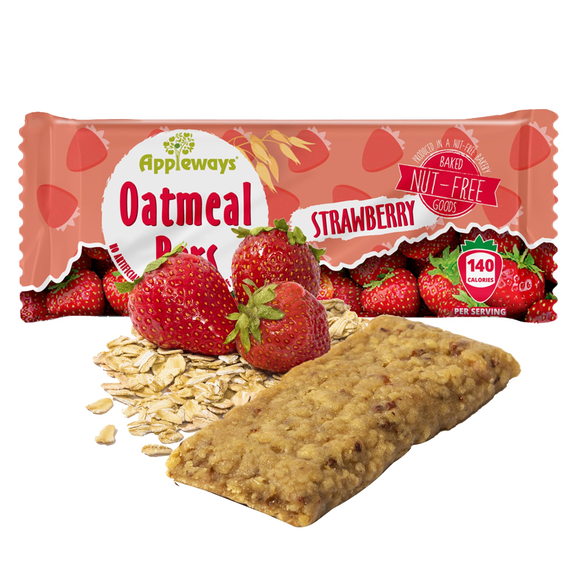 Strawberry Oatmeal Bars by Appleways – 1.2 Ounce (216 Count), Pack of 216, Model 70400