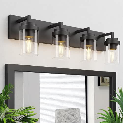Bathroom Vanity Light, 4 Light Matte Black Vanity Light with