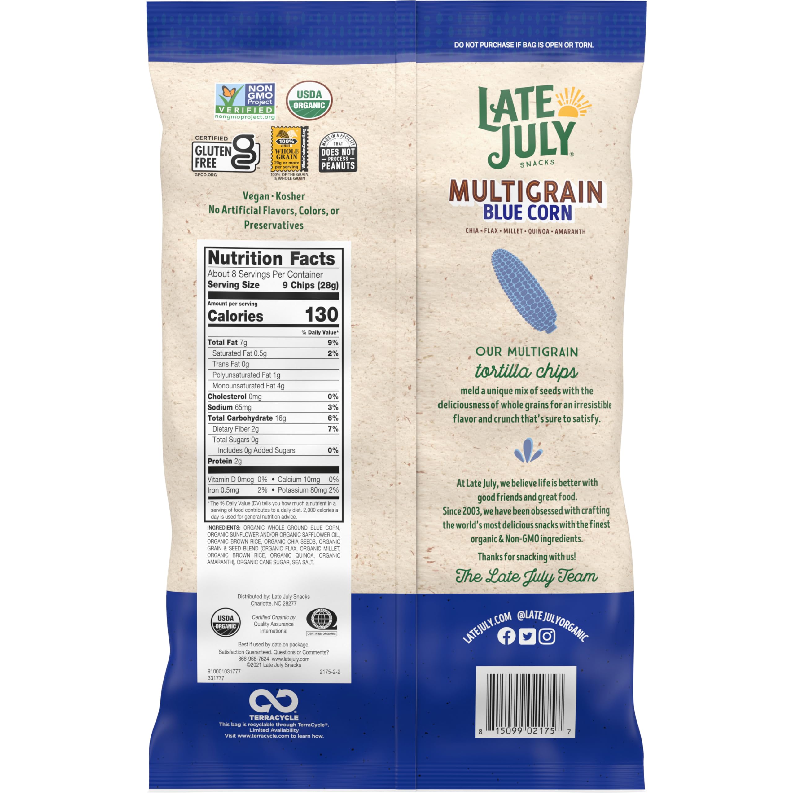 Amazon.com: Late July Snacks, Organic Multigrain Blue Corn
