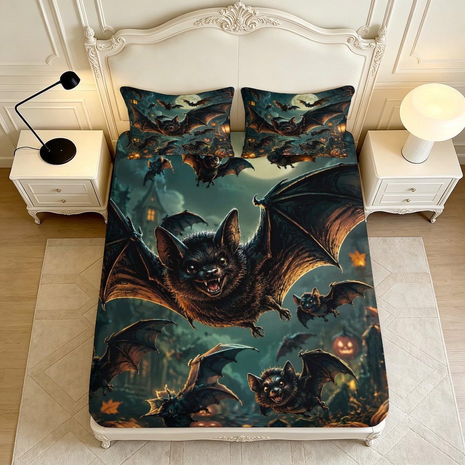 Chauve-Souris Nuit Drap Housse Motif 3D Durable Tissu Extensible