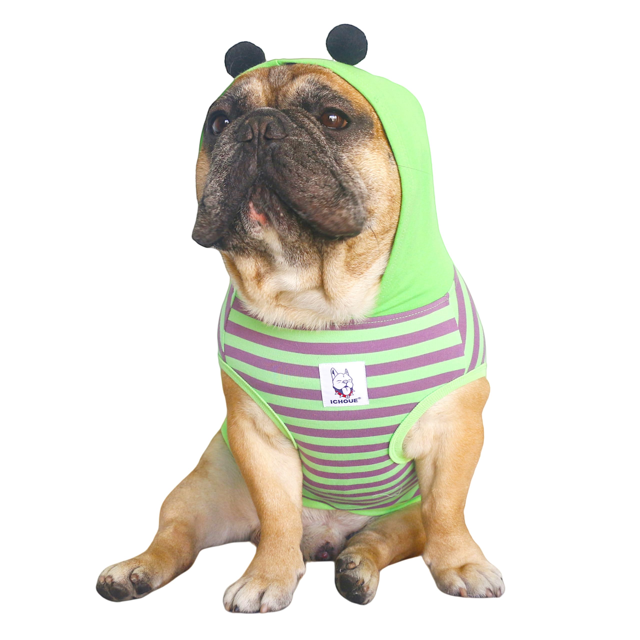 iChoue English Bulldog Bee Honeybee Bumblebee Caterpillar Insect Halloween Costumes Hoodies Sleeveless Clothes Outfits Cosplay Shirts for Dogs Pitbull