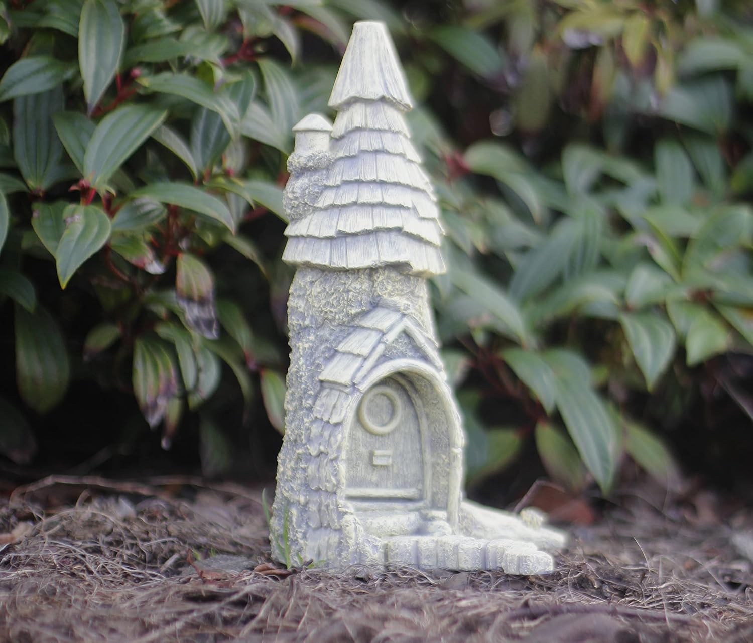 Garden Mile Stone Effect Fairy House Resin Statues Outdoor Ornaments – Weatherproof Outdoor Fairy Garden Ornaments Sculpture for Patio, Yard, Lawn, Grave Ornaments, Garden Decor Outdoor Decorations