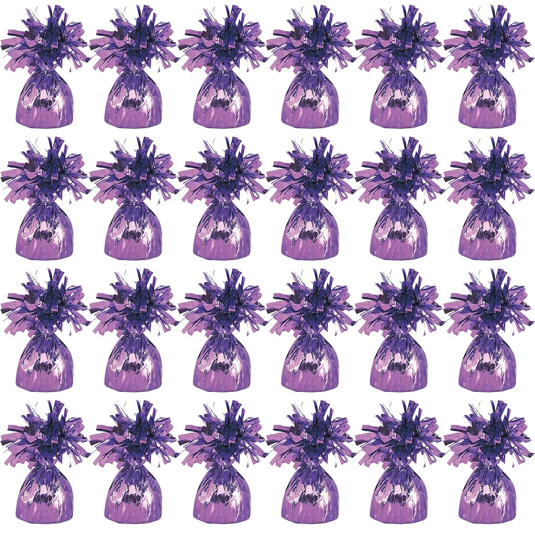 PARTYRAMA.CO.UK Lavender Foil Helium Balloon Weights 175gr - Pack of 24 - Durable & Colourful Weights for Birthdays Parties, Events & Celebrations - Perfect Balloon Weight Holders โ image 1
